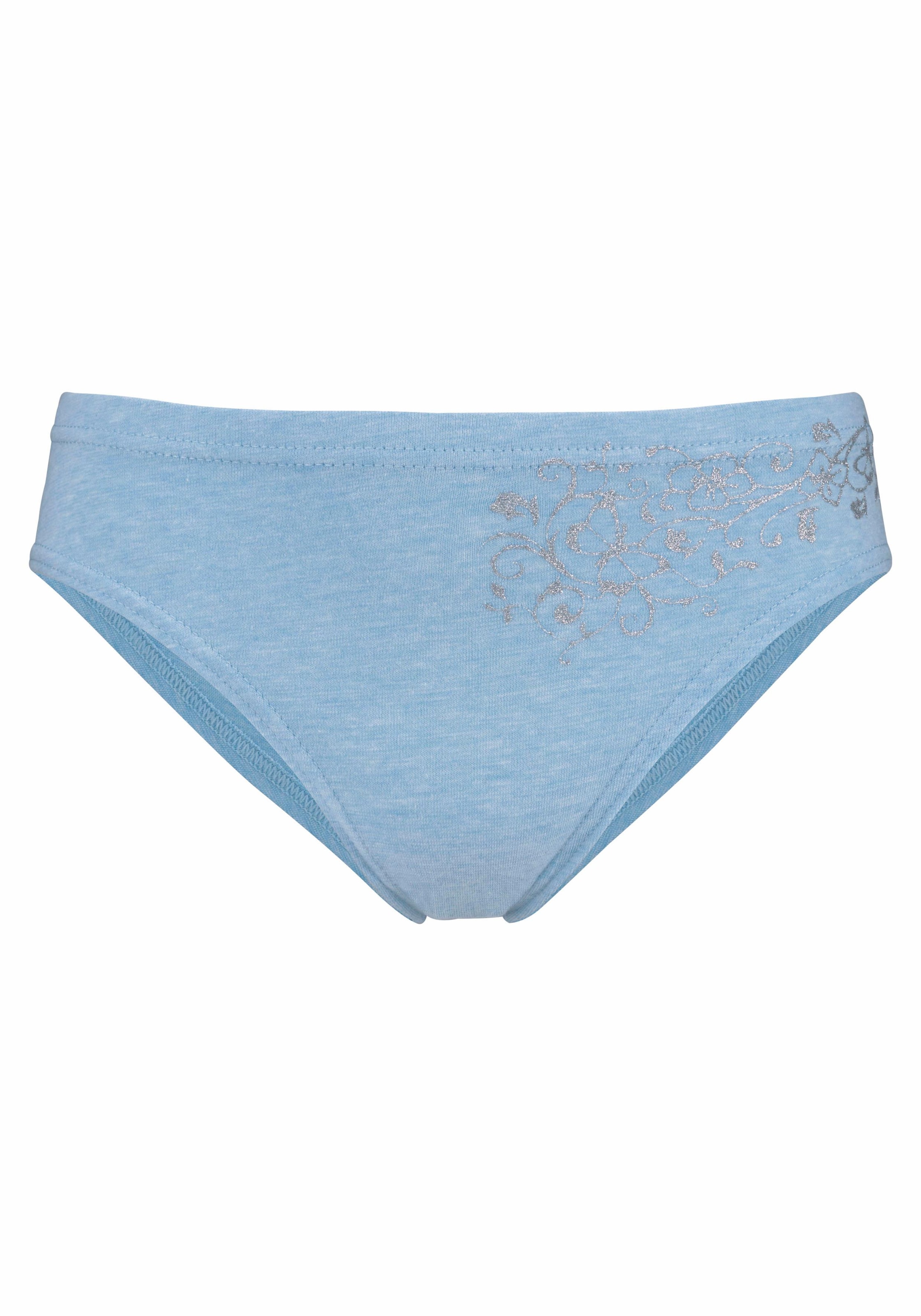 petite fleur Slip, (Packung, 4 St.), schöner Basic für jeden Tag, mit floralem Glitzerdruck