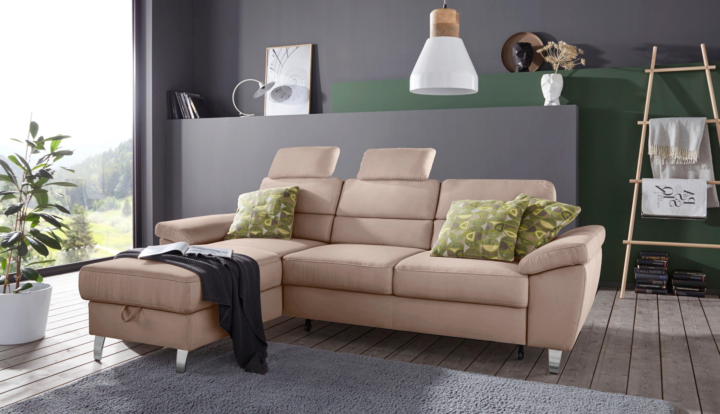 sit&more Ecksofa »Sorano L-Form«, wahlweise mit Bettfunktion und Bettkasten