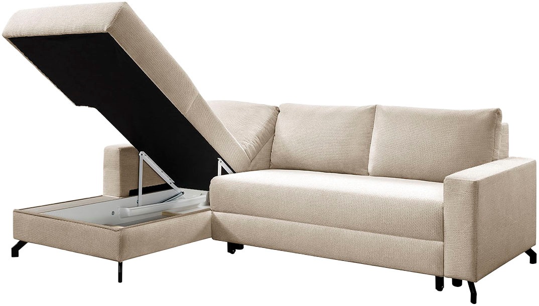 exxpo - sofa fashion Ecksofa »Quattro L-Form, B/T: 247/162 cm«, wahlweise mit Bettfunktion, Bettkasten