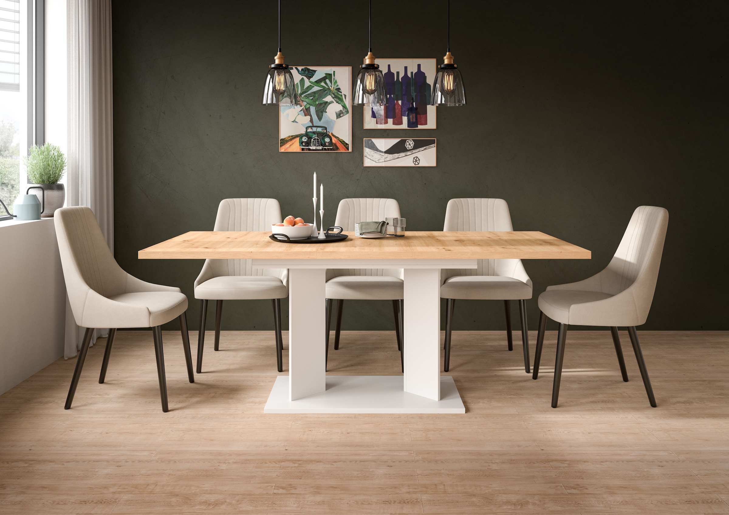 Home affaire Esstisch »GERO, 150-190 cm, ausziehbar, Säulengestell« in verschiedenen Ausführungen erhältlich, 1 Stk. tlg. Tisch, Esstisch, Esszimmer, Esszimmertisch, Küchetisch, Bartisch