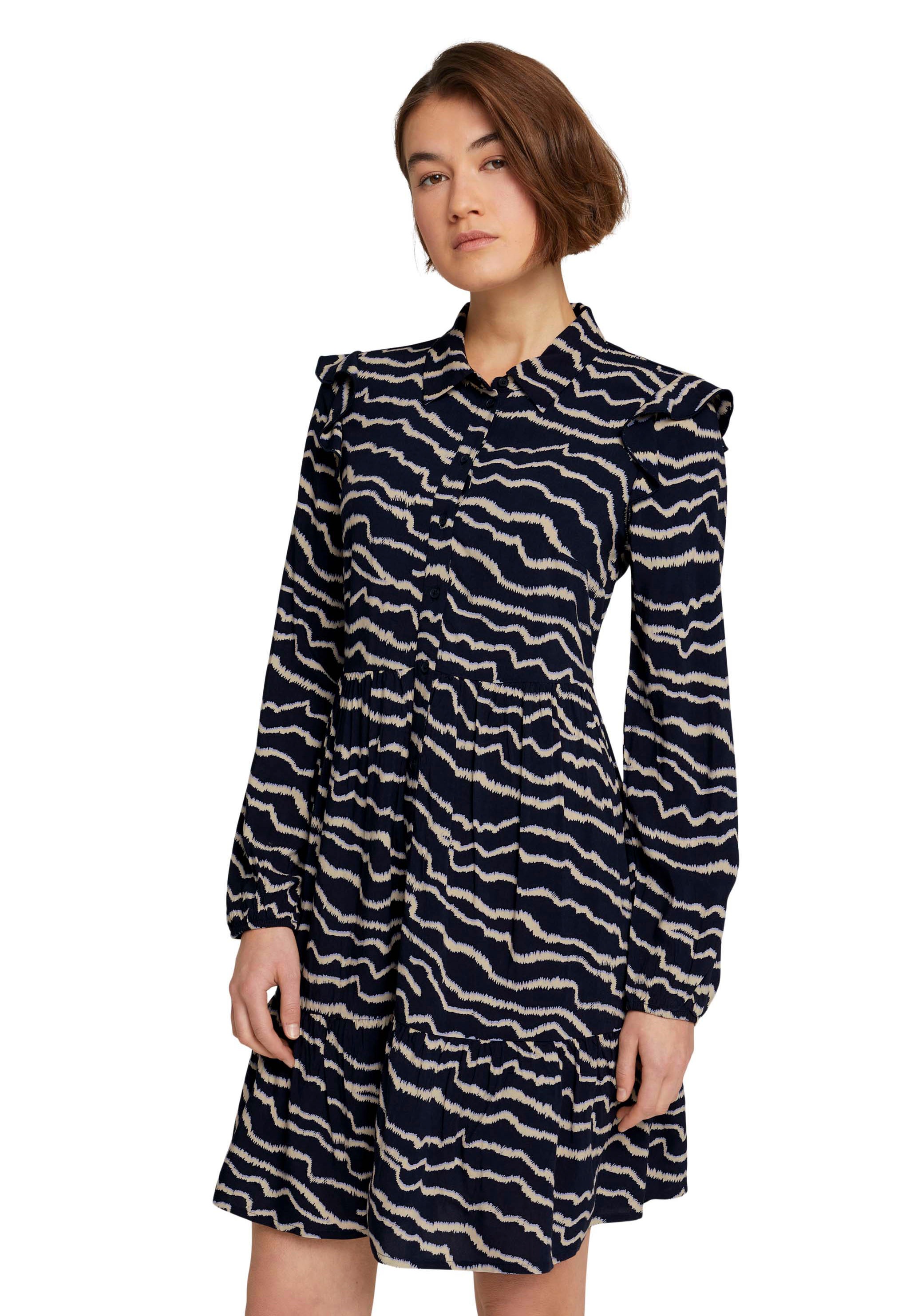 Image of TOM TAILOR Denim Volantkleid, mit Rüsche an der Schulter und modischem Dessin bei Ackermann Versand Schweiz