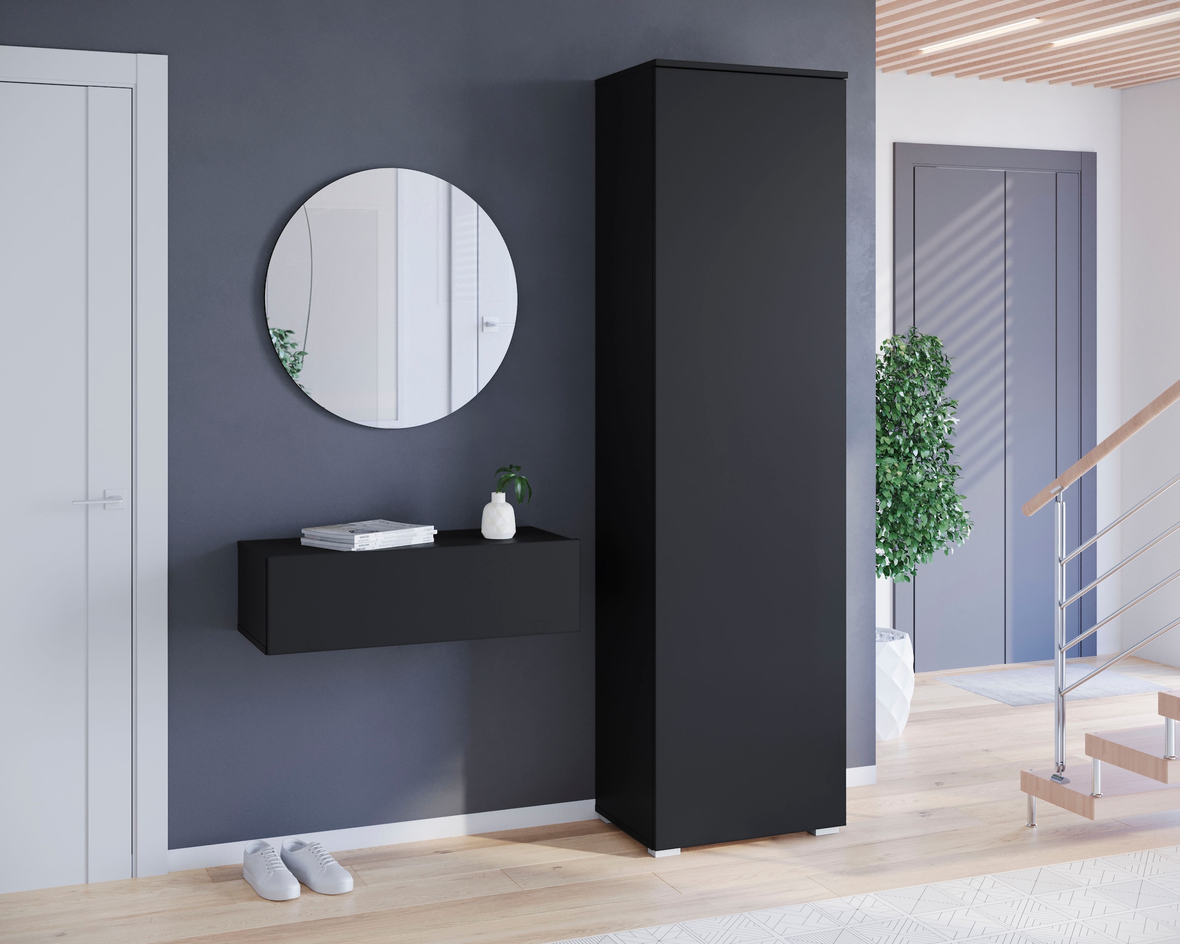 GOODproduct Schuhschrank »Paris, stehend oder hängend montierbar, Türanschlag wechselbar« moderne Garderobenschrank Höhe 180cm, 6 geräumiger Fächer