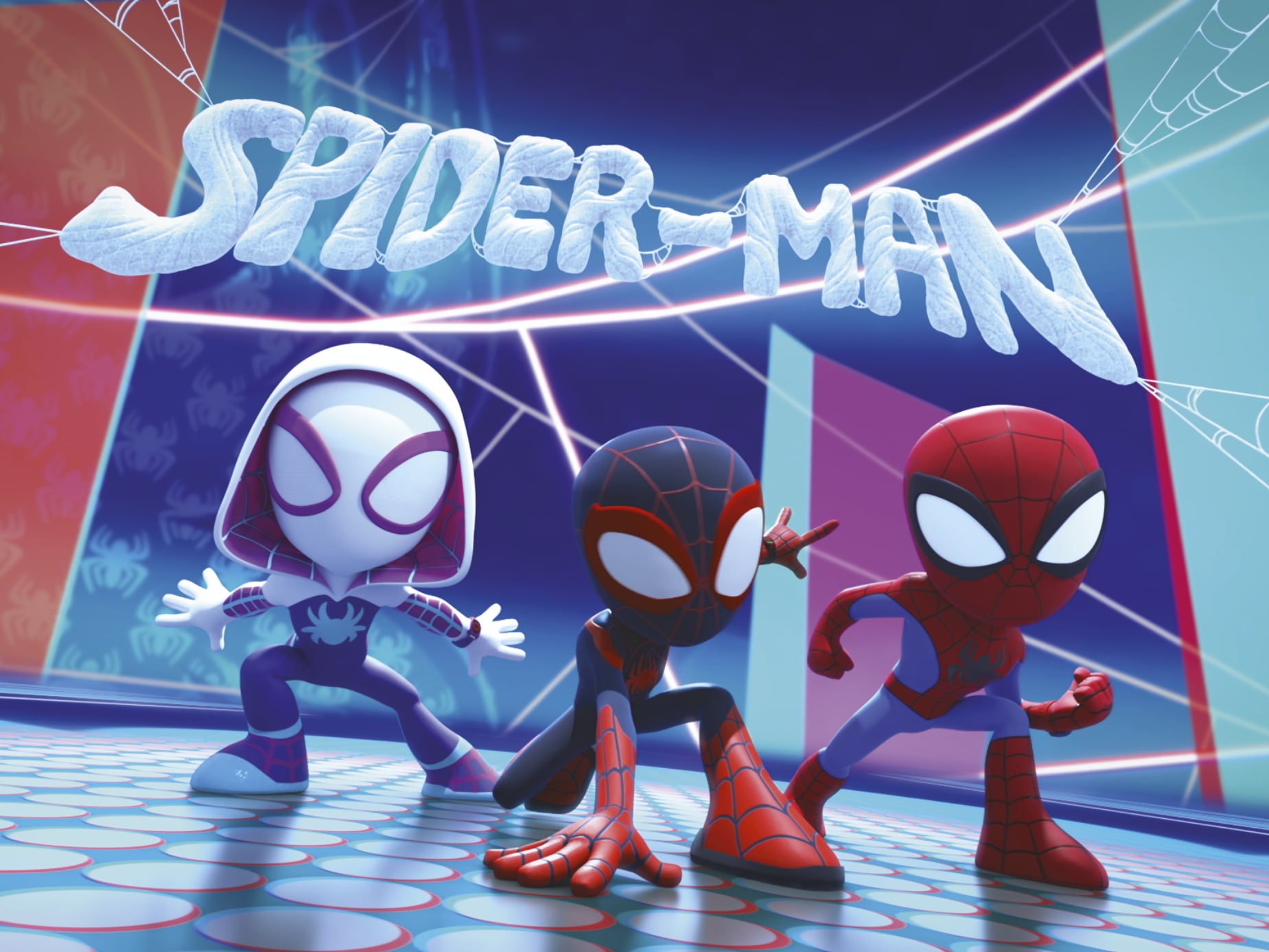 Komar Leinwandbild »Spidey and His Amazing Friends Glowy Spideys - Grösse 40 x 30 cm«, Comic, (1 St.), Keilrahmenbild mit Echtholzrahmen, Kinderzimmer