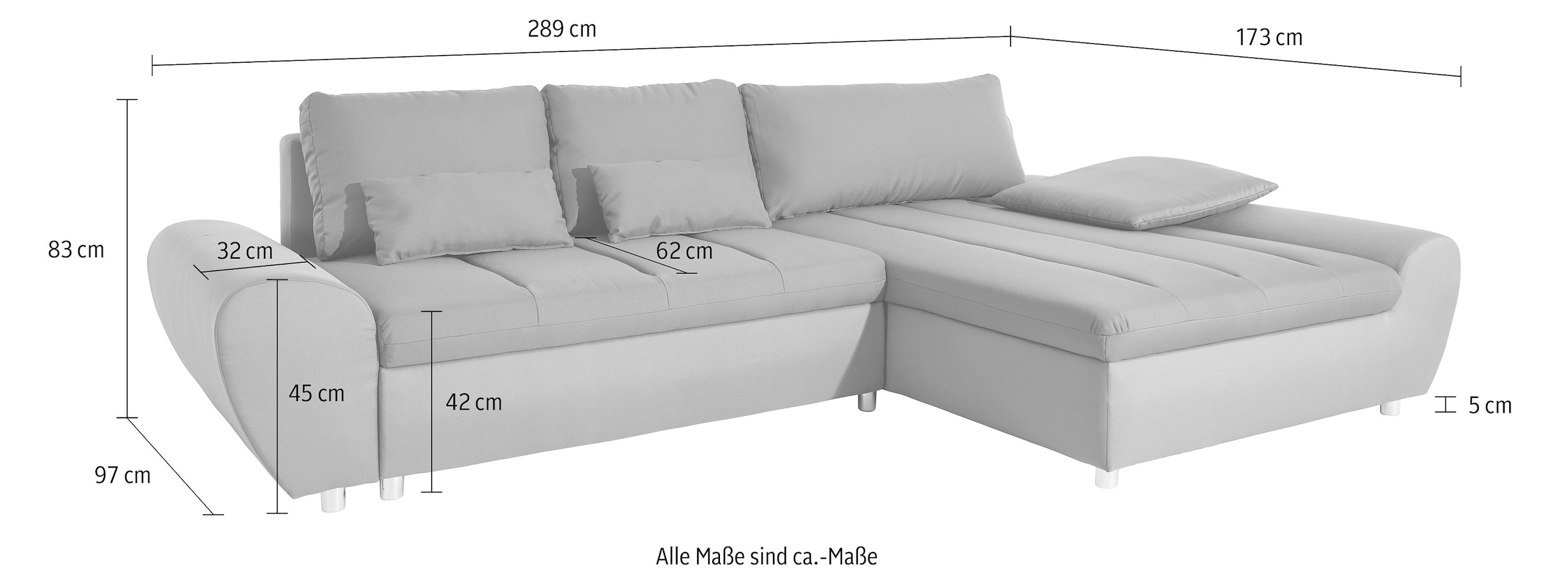 sit&more Ecksofa »Bandos L-Form«, in 2 unterschiedlichen Grössen, wahlweise mit Bettfunktion