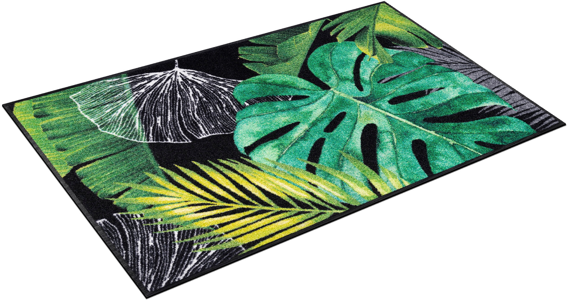 Image of wash+dry by Kleen-Tex Teppich "Neoflora" rechteckig 7 mm Höhe Motiv Blätter Monstera, rutschhemmend, waschbar