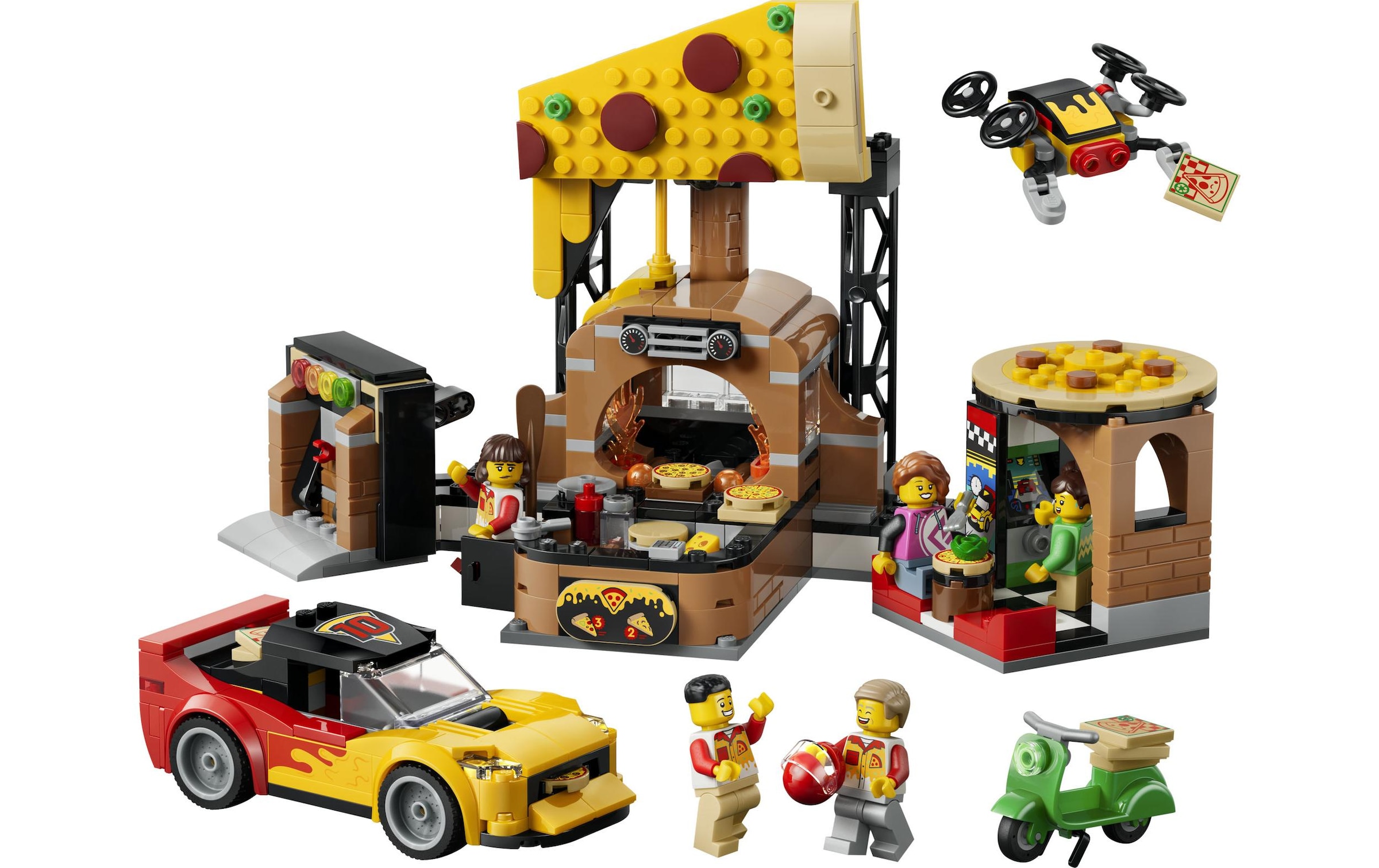 LEGO® Konstruktionsspielsteine »Pizza-Liefererlebnis mit Fahrzeugen (60496), LEGO City« Made in Europe