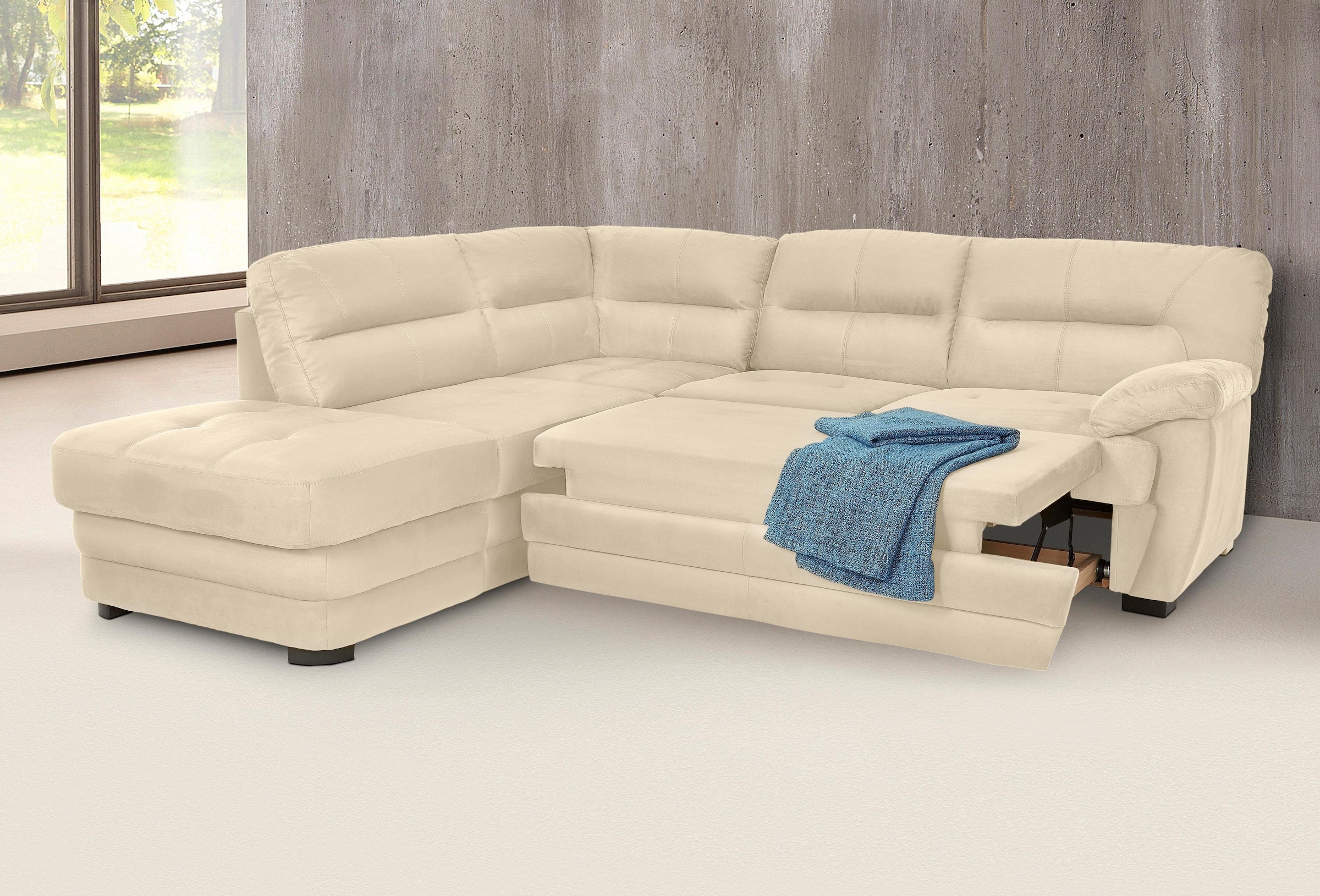 COTTA Polstergarnitur »Royale L-Form«, (Set), Set bestehend aus: Ecksofa & Hocker