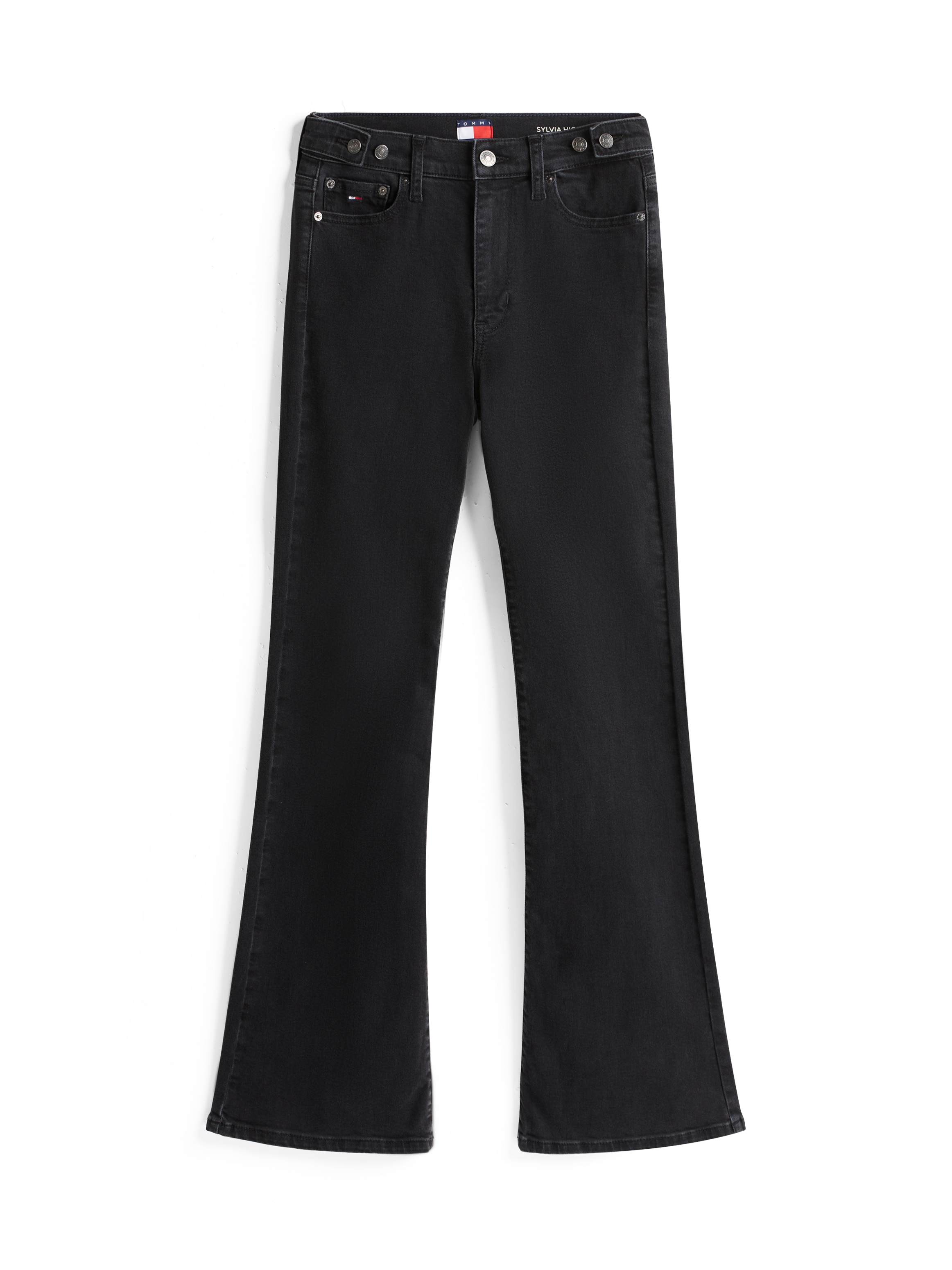 Tommy Jeans Bootcut-Jeans »SYLVIA HGH FLR«, Weite Beinform und Logo Stickerei auf der Gesässtasche