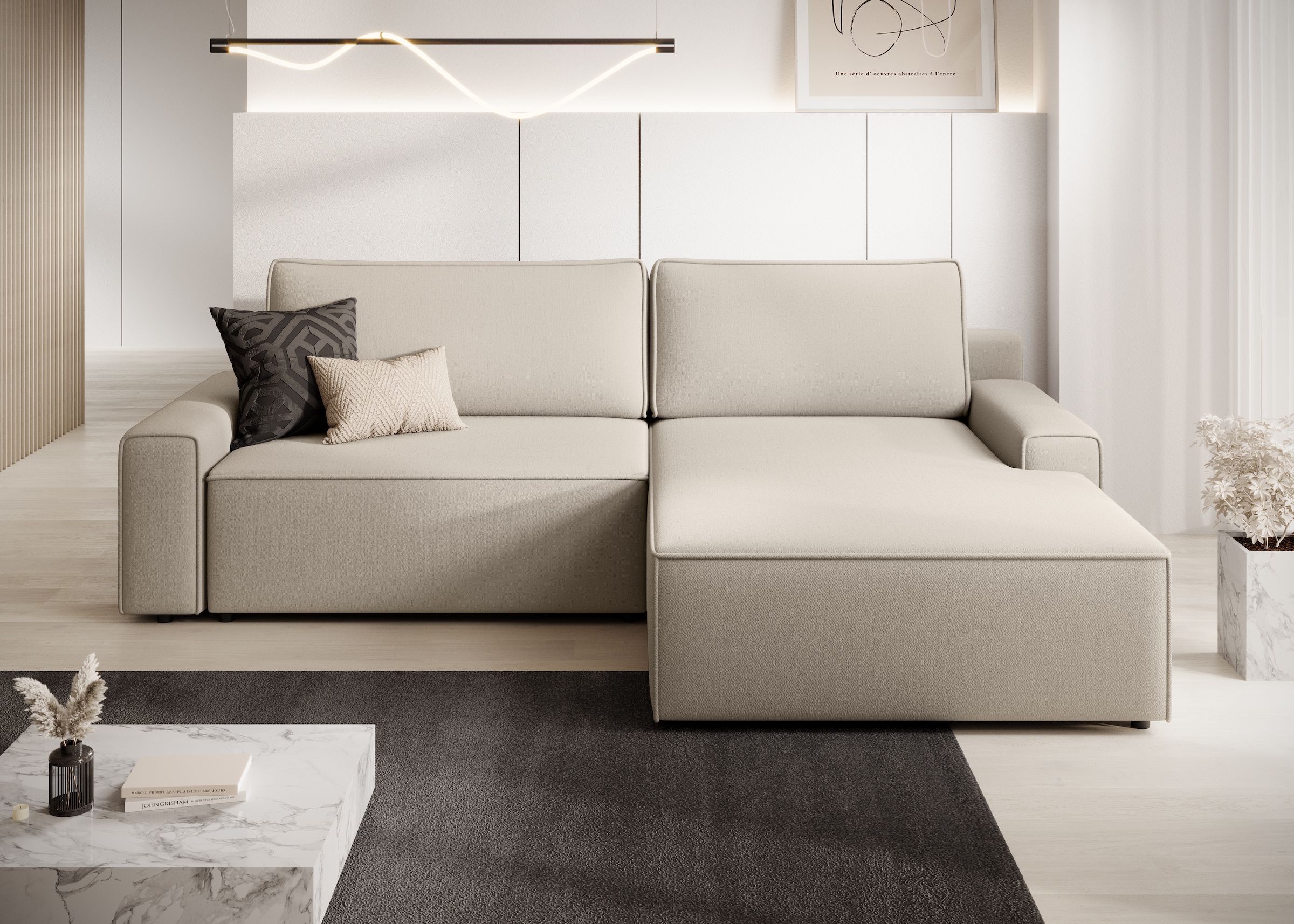 Image of TRENDMANUFAKTUR Ecksofa "Challenge, Schlafsofa mit Bettkasten, Couch in L-Form, Breite 245 cm" Recamiere beidseitig montierbar, auch in trendigem Cordstoff