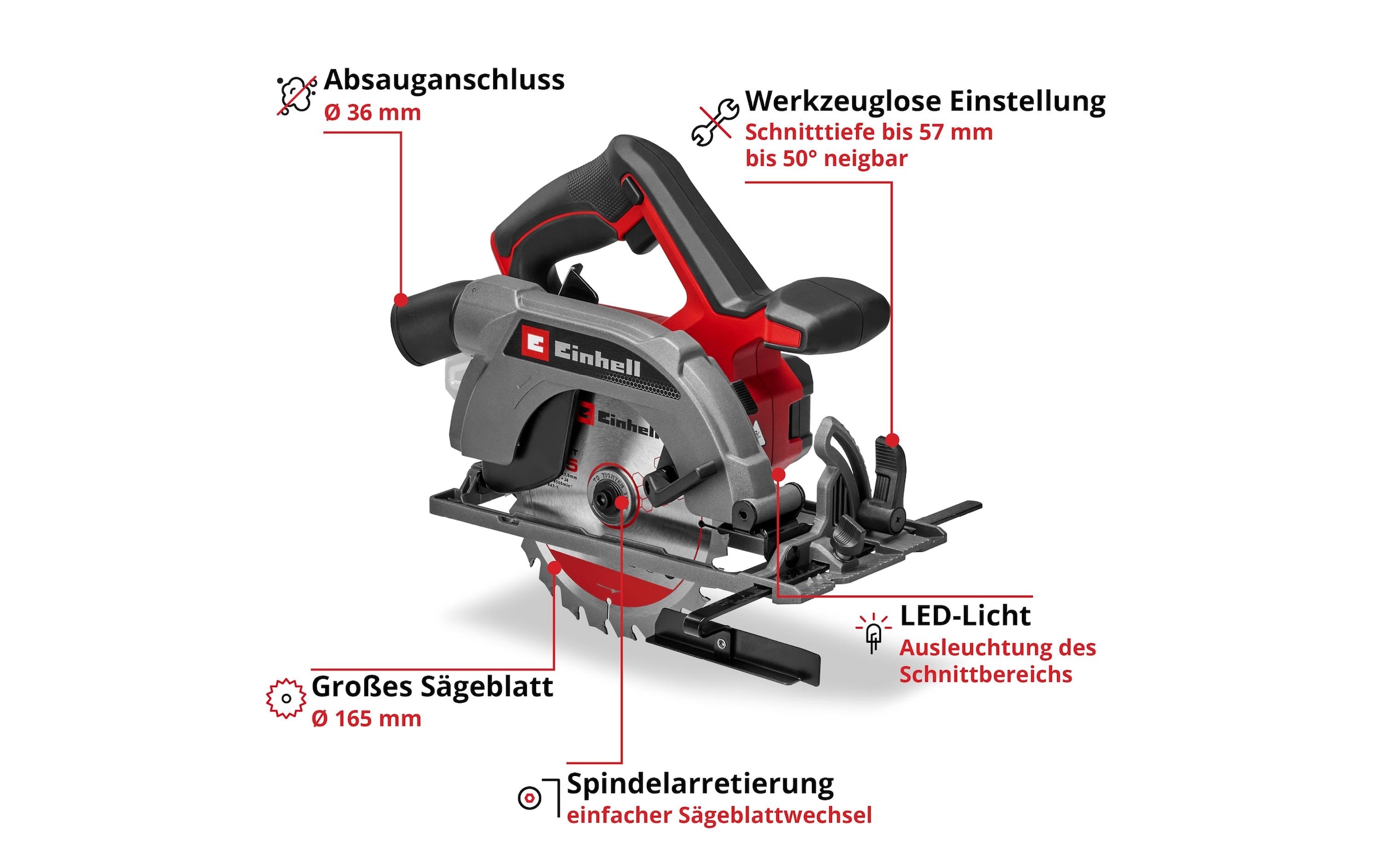 Einhell Akku-Handkreissäge »TE-CS 18/165-2 Li - Solo« ohne Akku und Ladegerät
