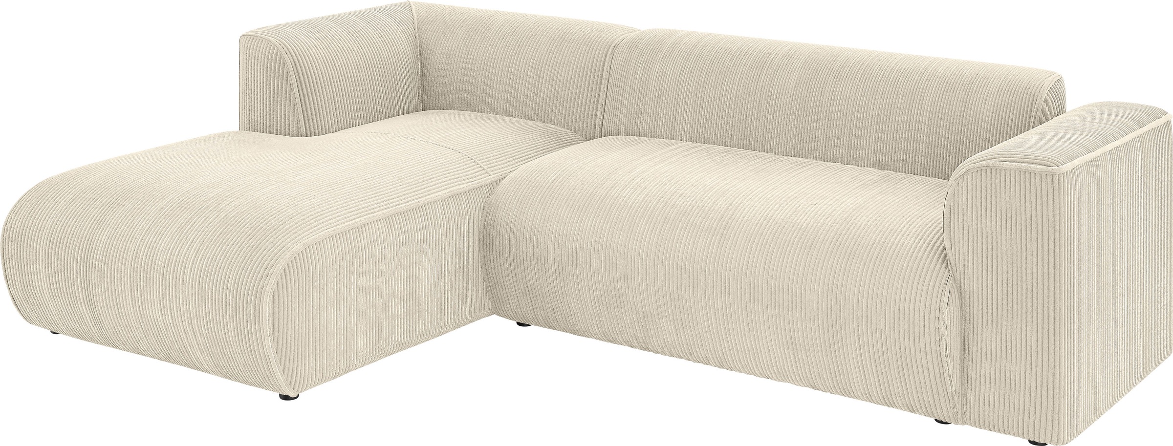 INOSIGN Ecksofa »MERID L-Form (257 cm), zeitlos & stilvolles Design,«, Aufwendig gepolstert, in Cord, Chenille und Struktur