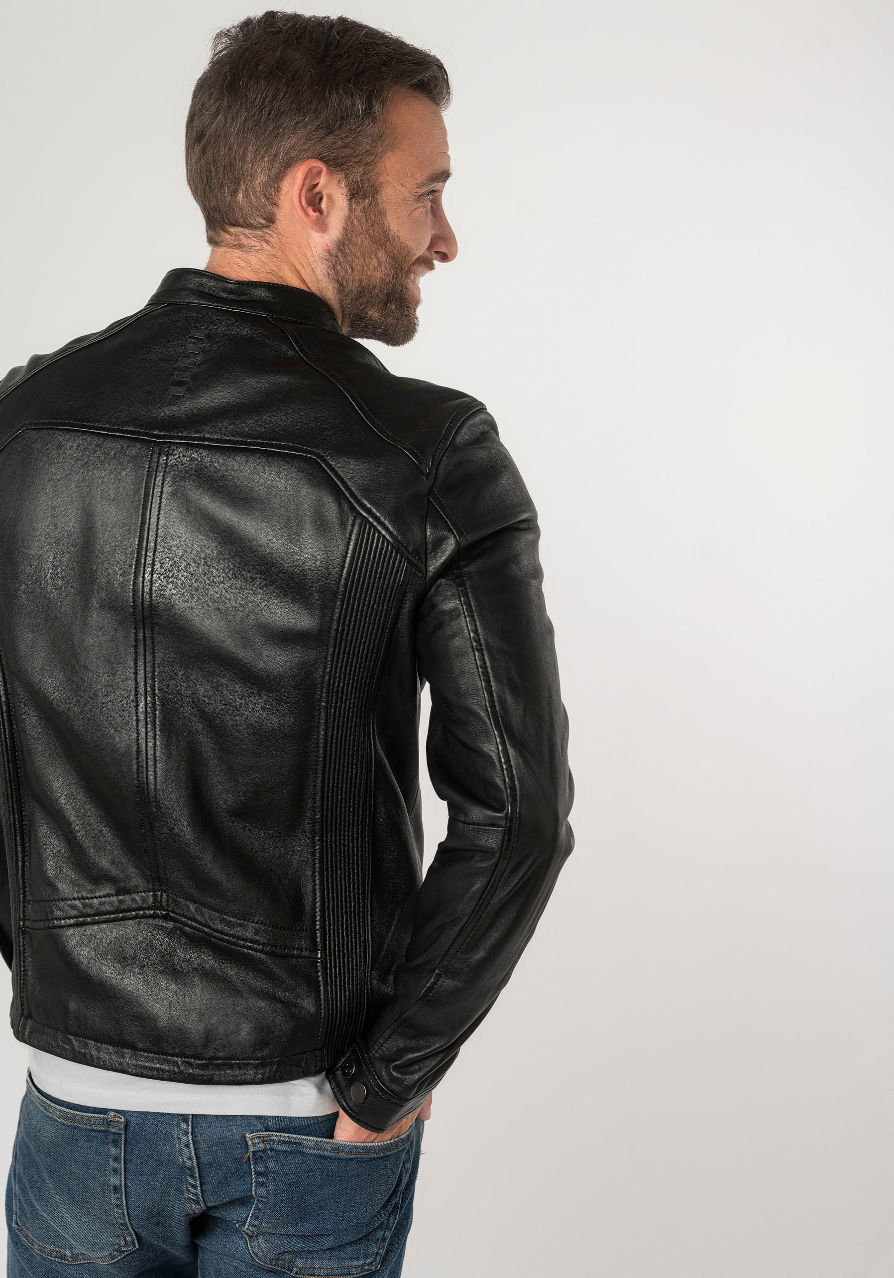 Mauritius Lederjacke »2Mtoji SF«, mit Reissverschluss, Zipperdetail, STehkragen Ziernähte