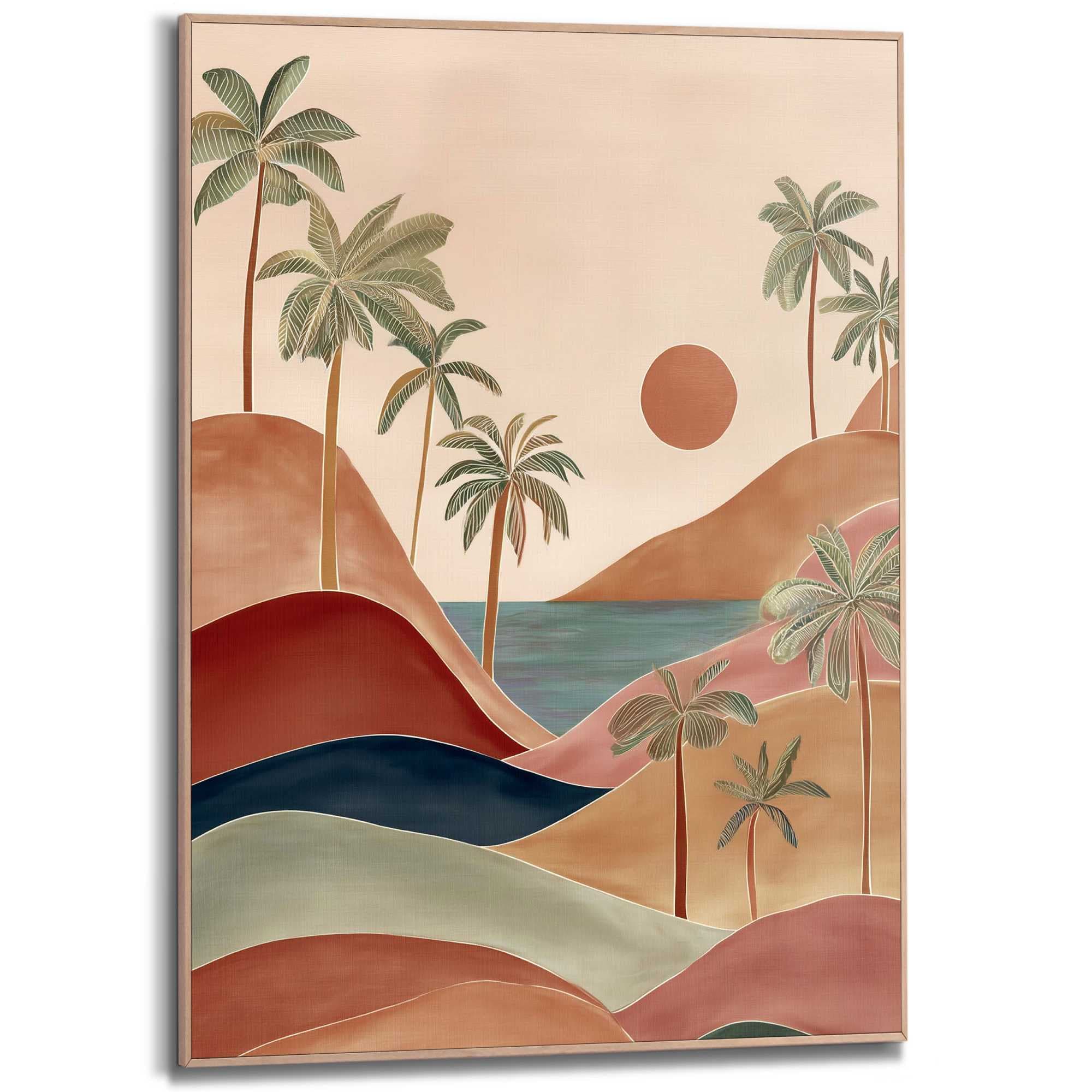 Reinders! Tableau avec cadre »Palmenlandschaft« 1 cuis tlg. Salon - multicolore - MDF - abstrait - 50x70 cm