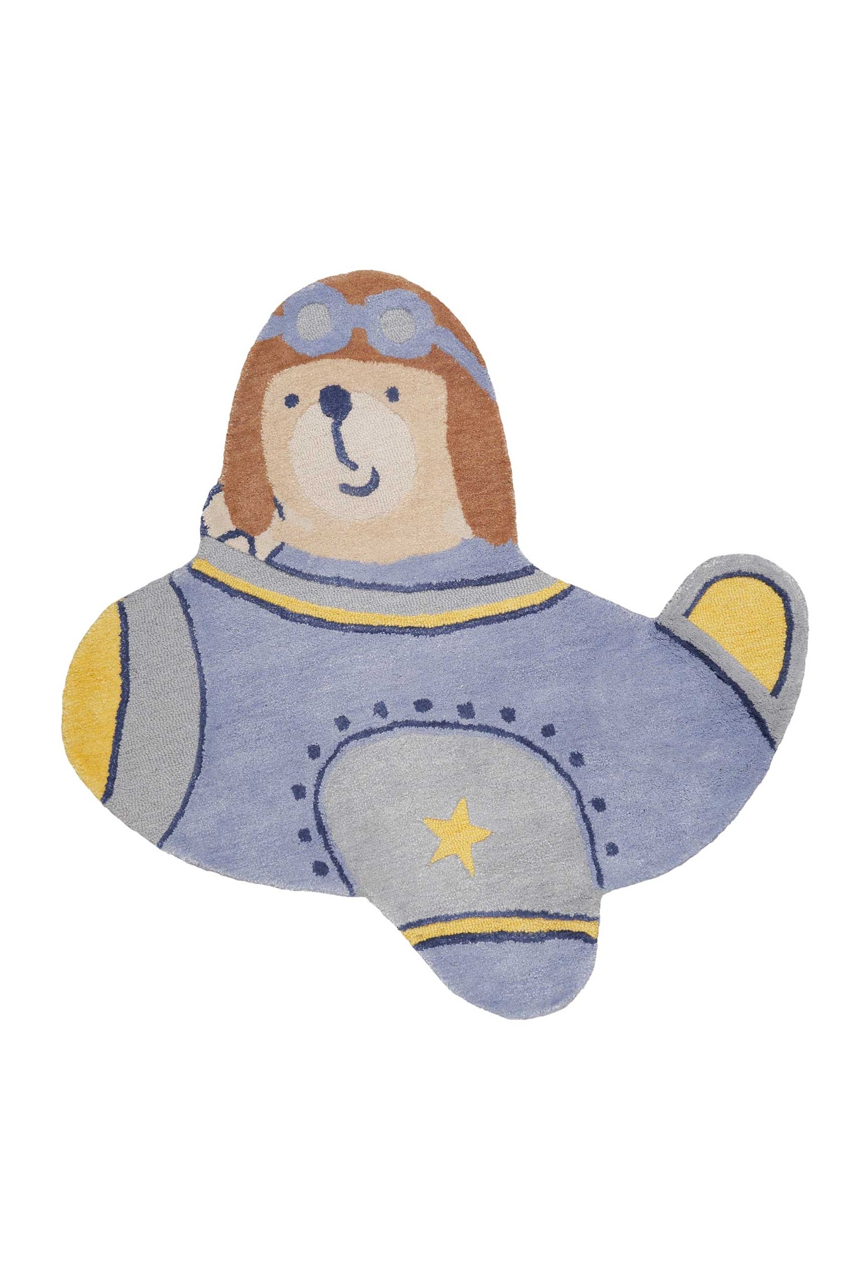 Image of SMART KIDS Kinderteppich "Anton" Motivform 1,2 mm Höhe handgefertigt aus Naturfasern, Out Shape-Format Flieger, Kinderzimmer