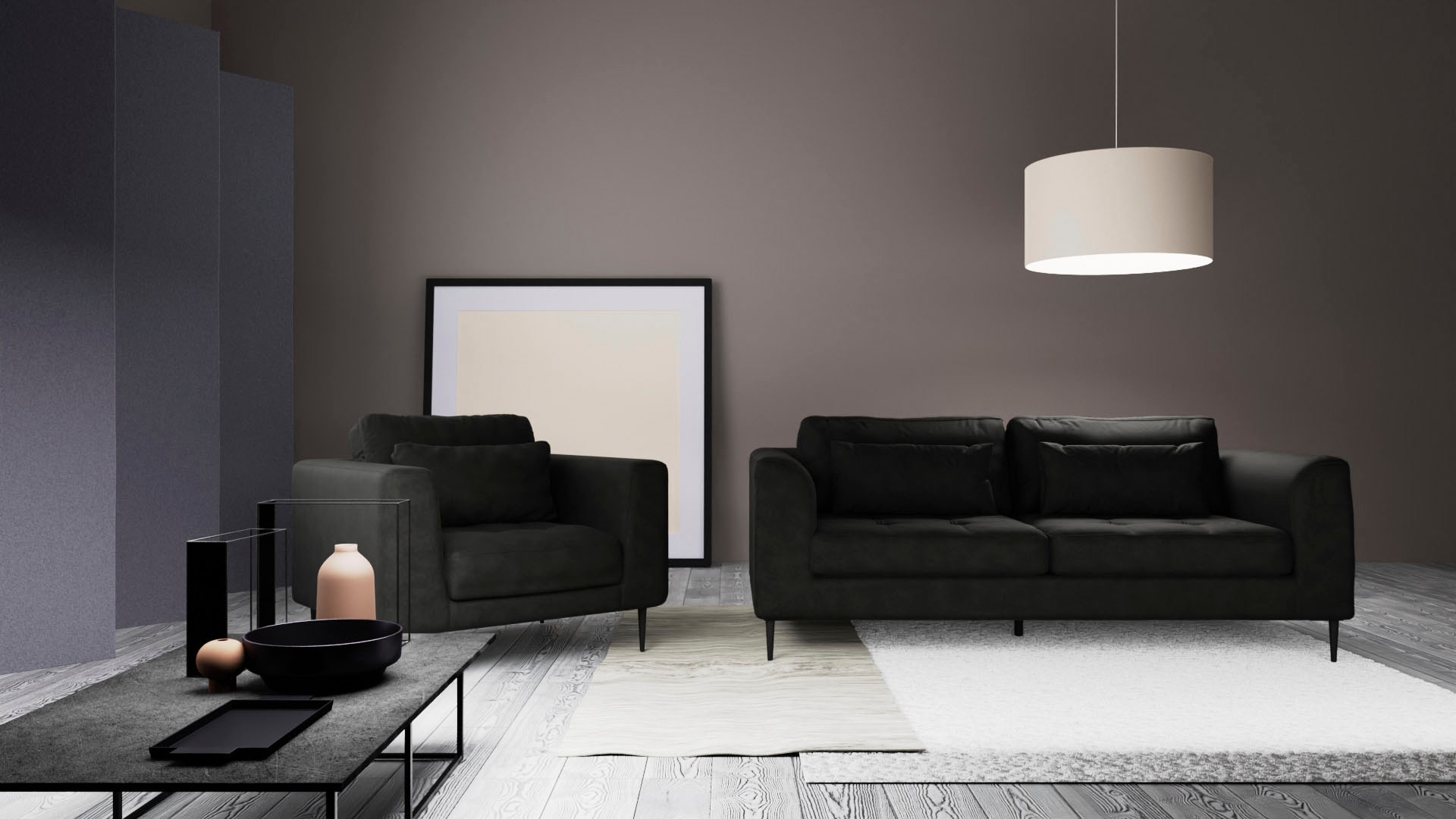 TRENDMANUFAKTUR Sessel »Luzi, Loungesessel, modern mit extra hohen Füssen« Designsessel mit tollem Sitzkomfort, Metallfüsse schwarz, Breite 96 cm