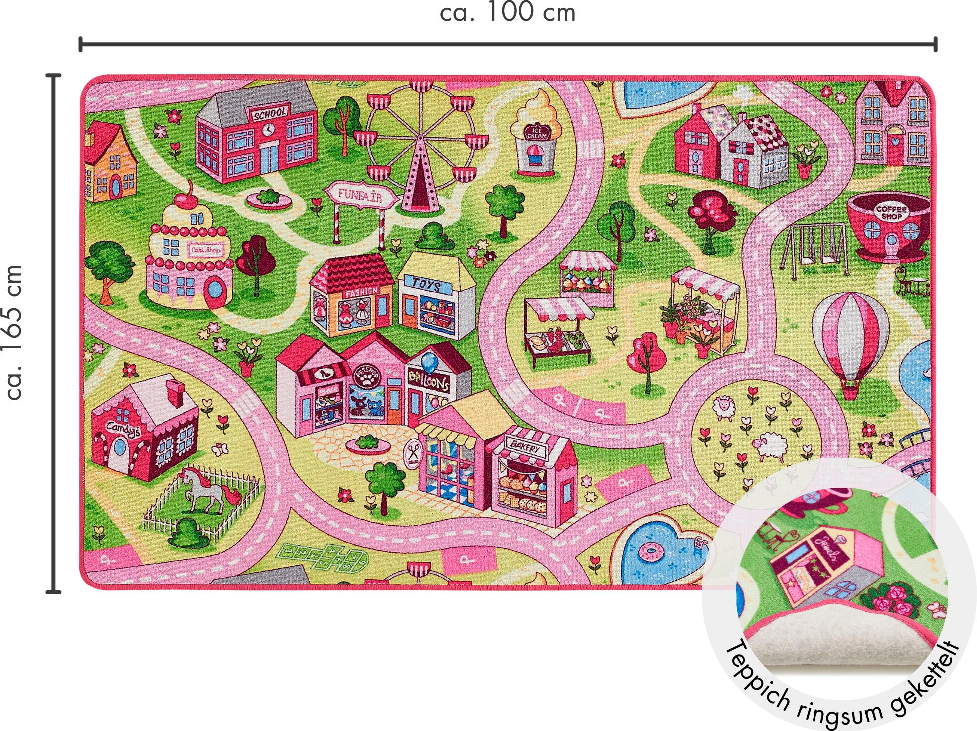 Kinderteppich »Big City/Sweet Village«, rechteckig, 7 mm Höhe, Strassen-Spiel-Teppich,...