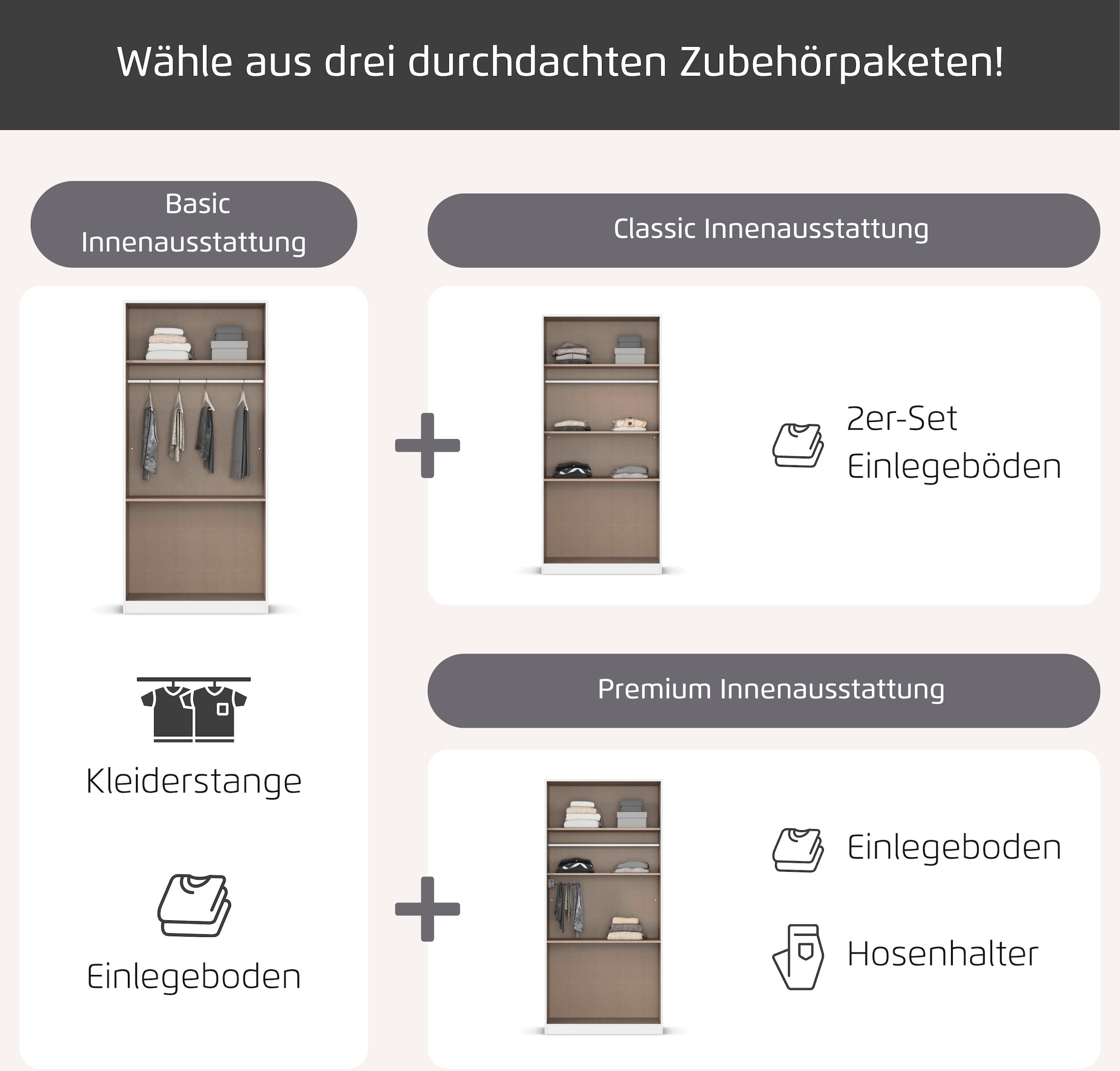 rauch Armoire à portes battantes »Kleiderschrank Schrank Garderobe COSTA in den Breiten 91/136/181 cm« En 3 configurations BASIC/CLASSIC/PREMIUM,  beaucoup d’espace, façade sans poignées et fonction push-to-open MADE IN GERMANY