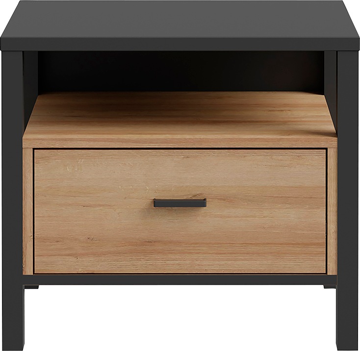 Image of FORTE Nachtkommode "High Rock" mit schwarzem Metallgriff