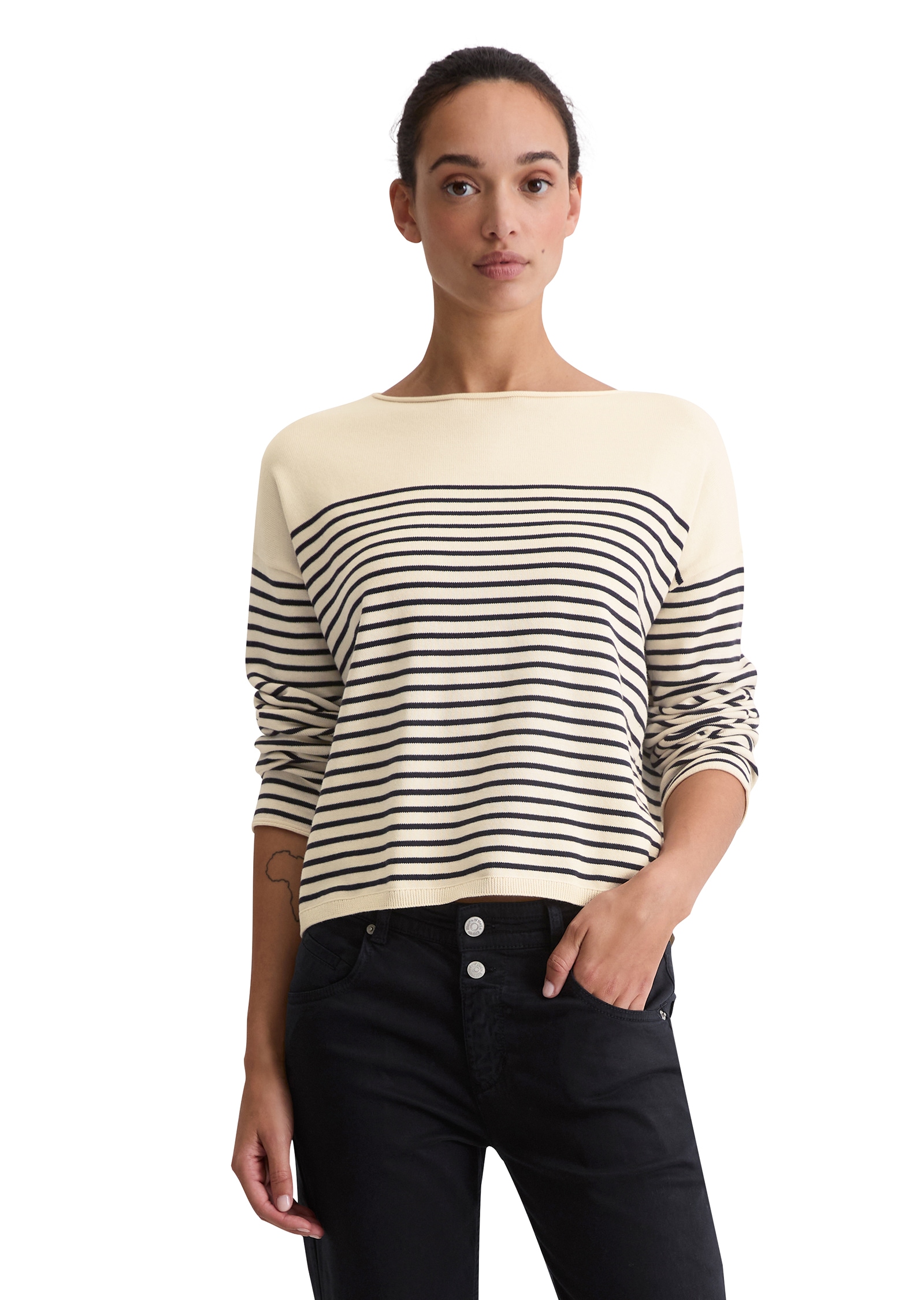 Image of Marc OPolo Strickpullover geringelt, U-Boot-Ausschnitt