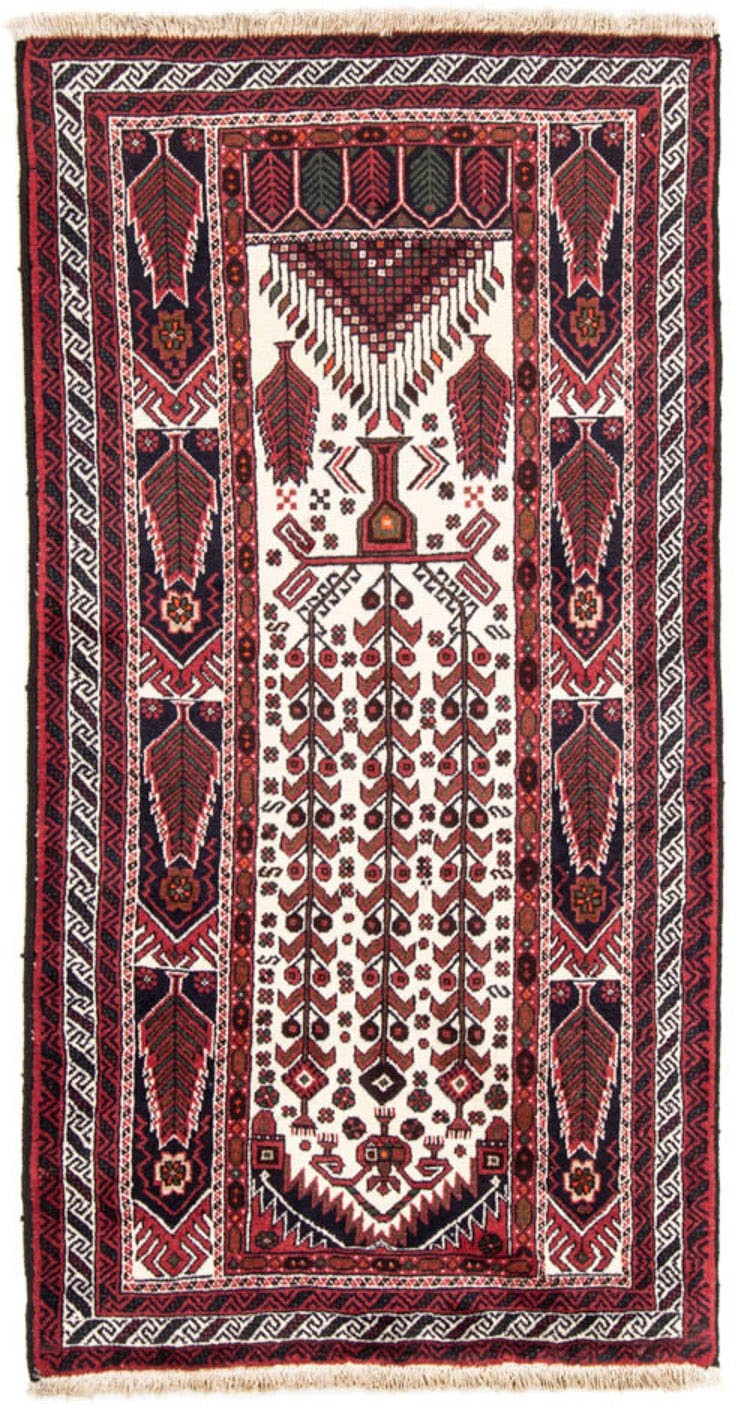 Image of morgenland Hochflor-Läufer »Belutsch Blumenmuster Rosso 191 x 101 cm«, rechteckig, 0,8 mm Höhe, Handgeknüpft bei Ackermann Versand Schweiz