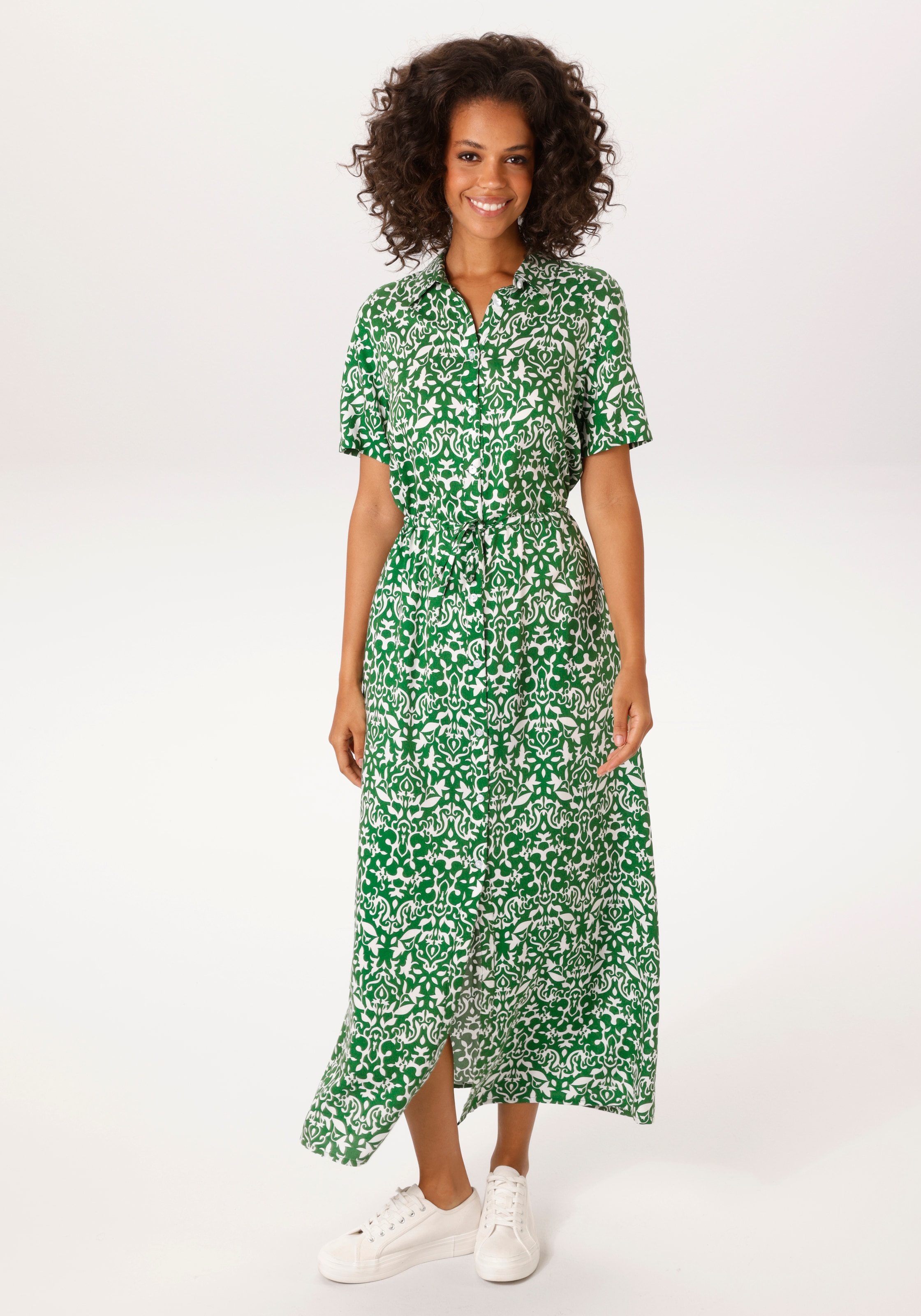 Image of Aniston CASUAL Sommerkleid Eingrifftaschen mit Ornamenten und grafischen Blumen bedruckt
