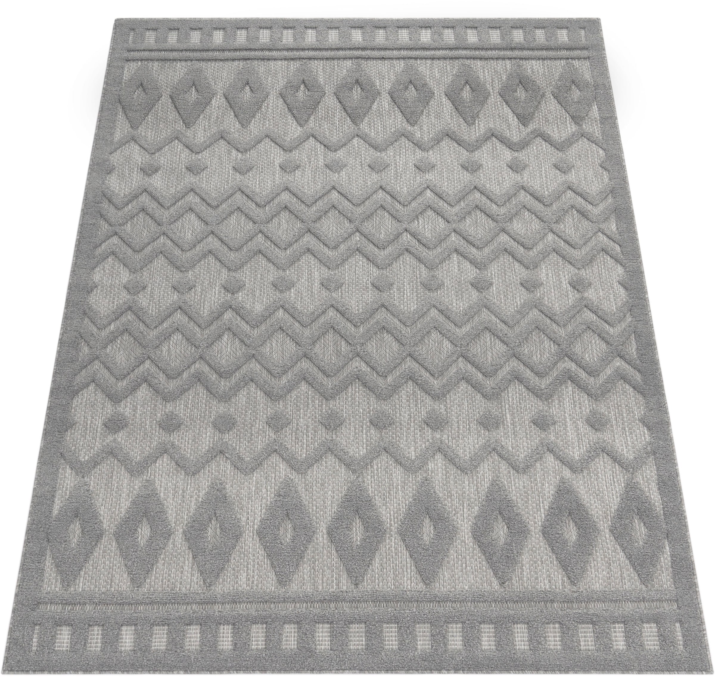 Paco Home Teppich rechteckig, geeignet Effekt, Outdoor »Livorno Hoch-Tief Muster, Scandi, Rauten Uni-Farben, 671«, kaufen