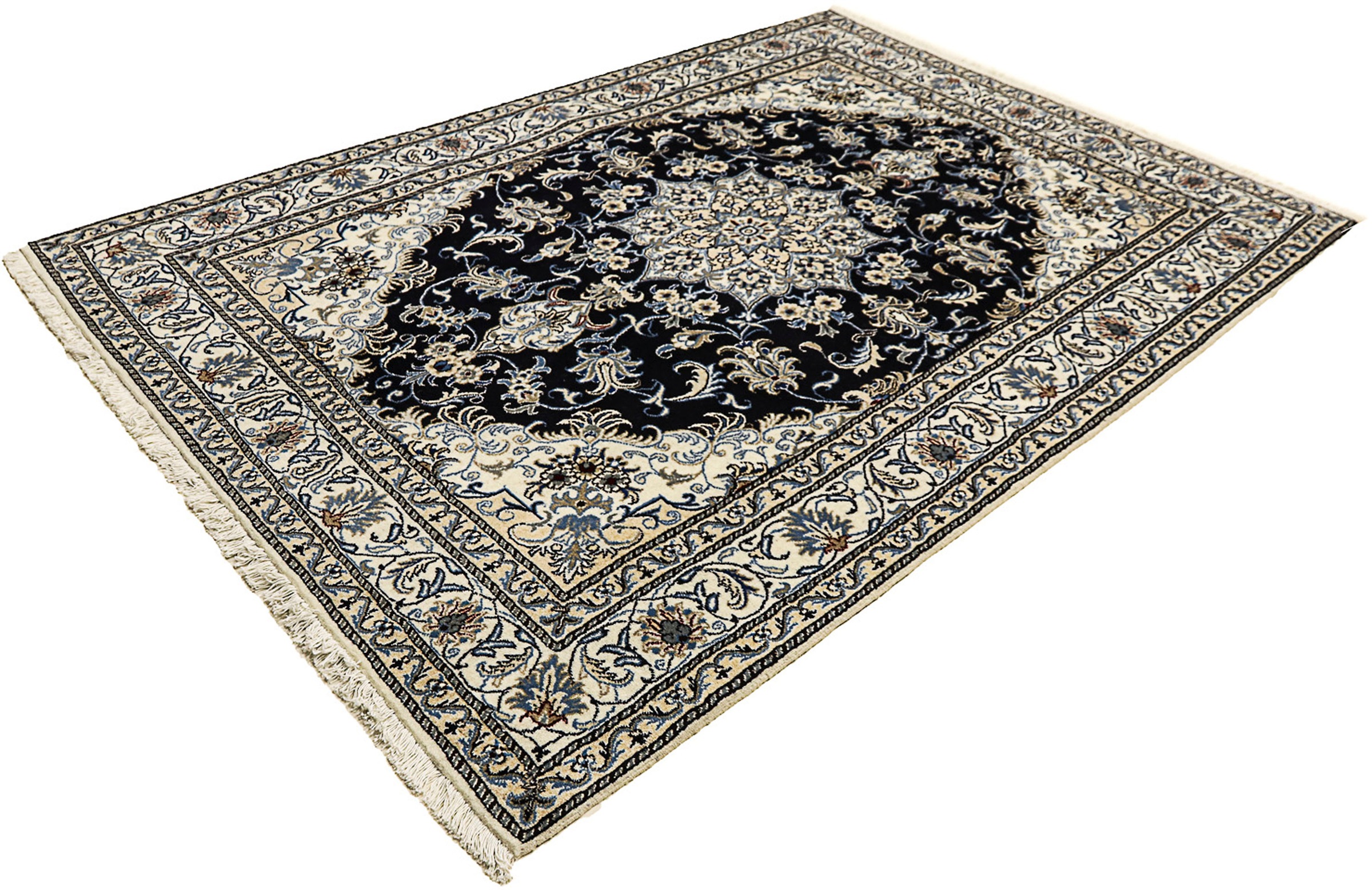 Image of morgenland Orientteppich »Perser - Nain - 235 x 168 cm - dunkelblau«, rechteckig, 12 mm Höhe, Wohnzimmer, Handgeknüpft, Einzelstück mit Zertifikat bei Ackermann Versand Schweiz