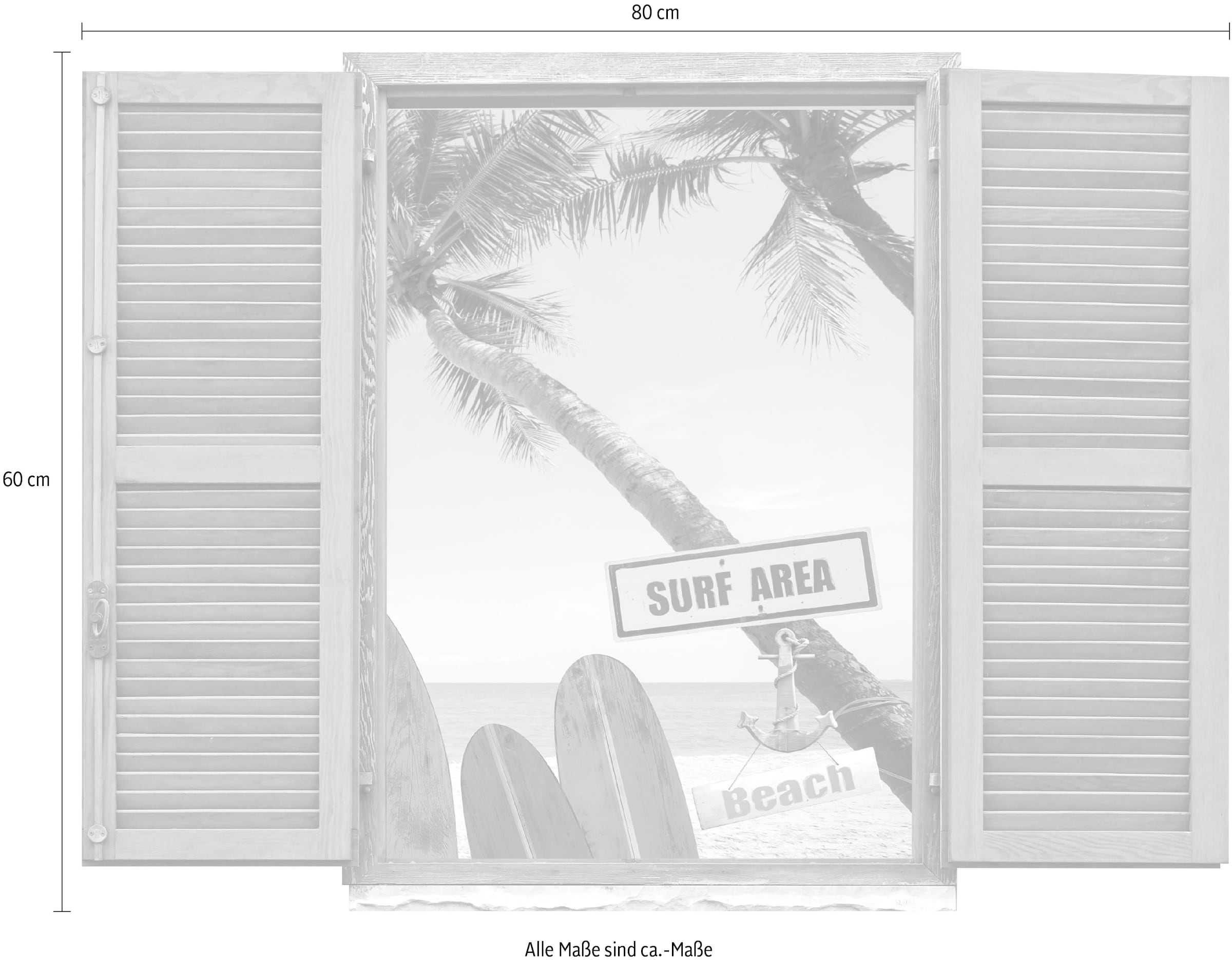 queence Wandtattoo »Surf Beach«, (1 St.), Wandsticker, Wandbild, selbstklebend, 3D, Fenster