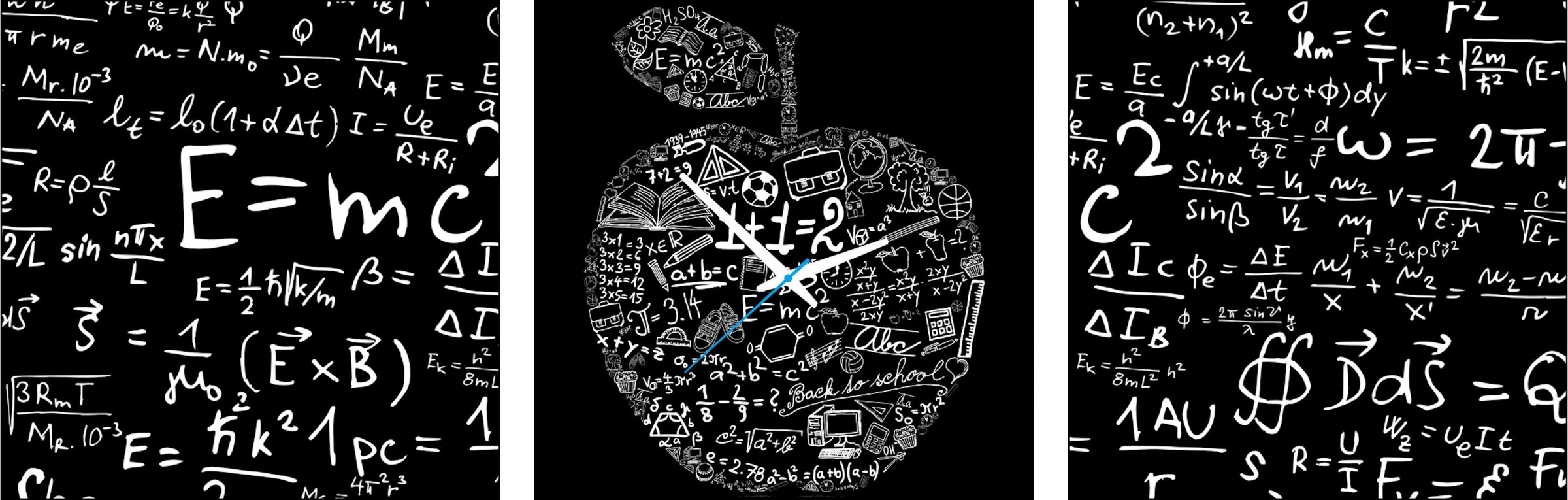 Image of Conni Oberkircher´s Bild »Blackboard - Abstrakte Kunst Mathematik«, Zeichen, (Set, (Set 3), mit dekorativer Uhr, Zahlen, Formeln bei Ackermann Versand Schweiz