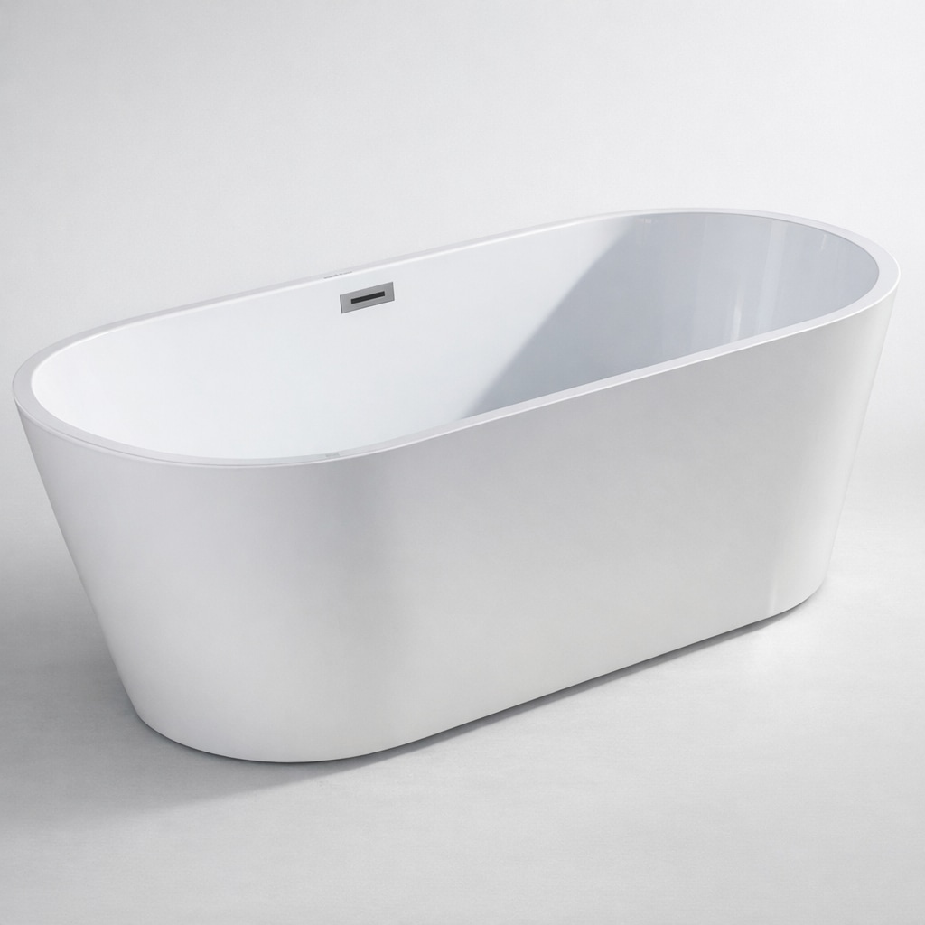Image of welltime Badewanne "Tavira" Höhe 60 cm mit Ablaufstöpsel verstellbare Füsse Überlauf Freistehend, (170x74x60 (LxBxH), Sanitäracryl, mit Pop Up Ventil