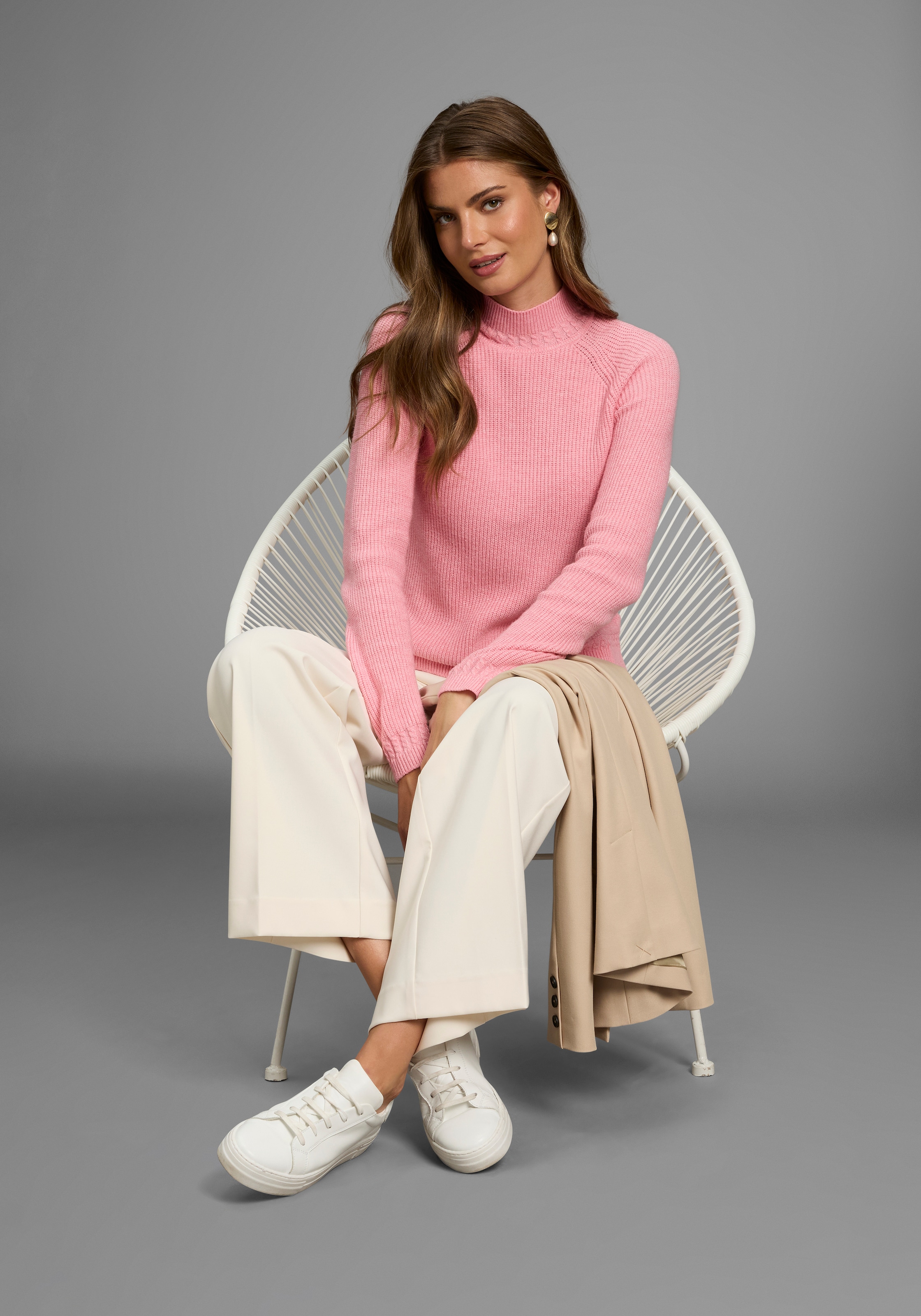 HECHTER PARIS Strickpullover, Zopfmuster als Details