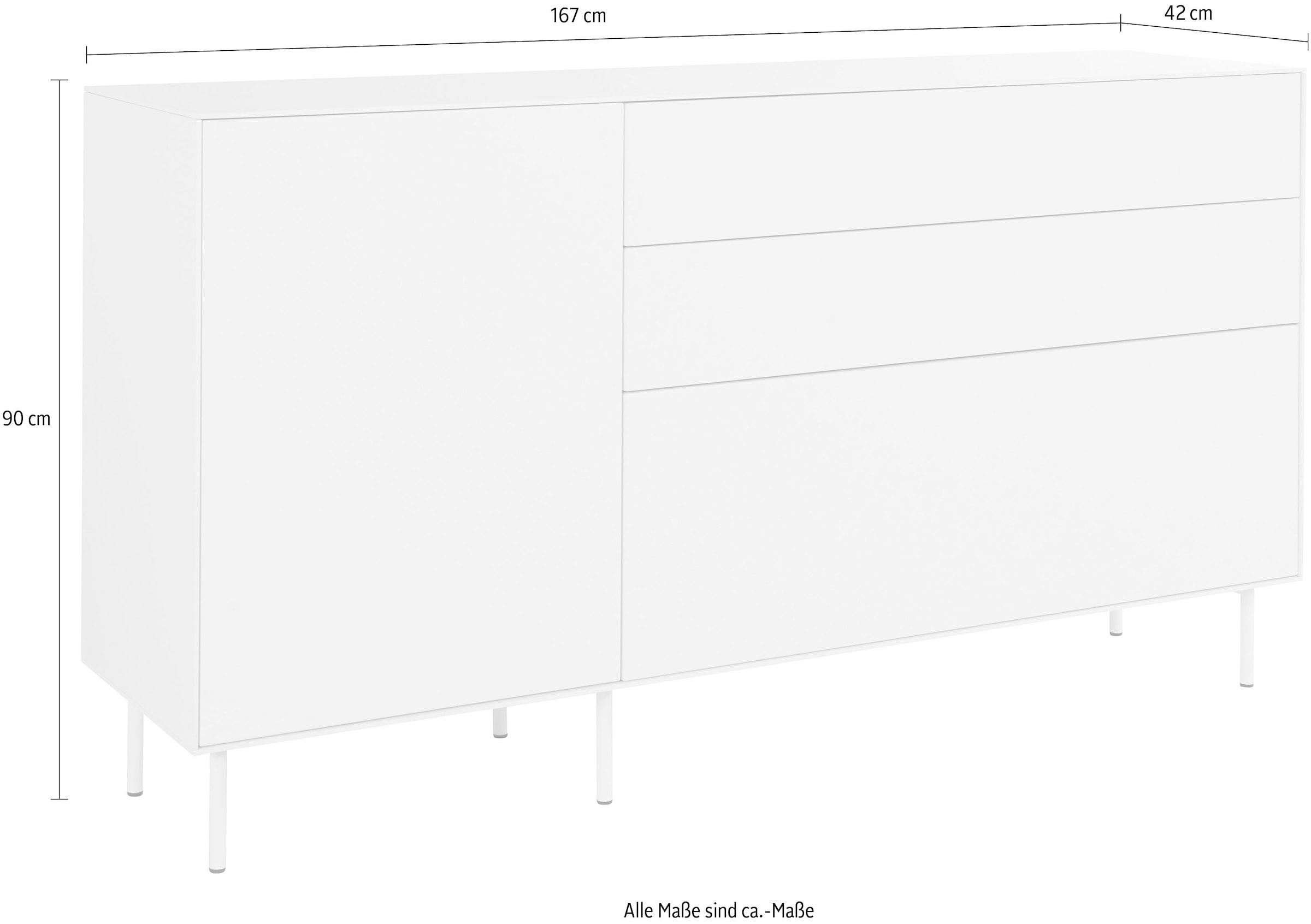 LeGer Home by Lena Gercke Sideboard »Essentials«, Breite: 167cm, MDF lackiert, Push-to-open-Funktion