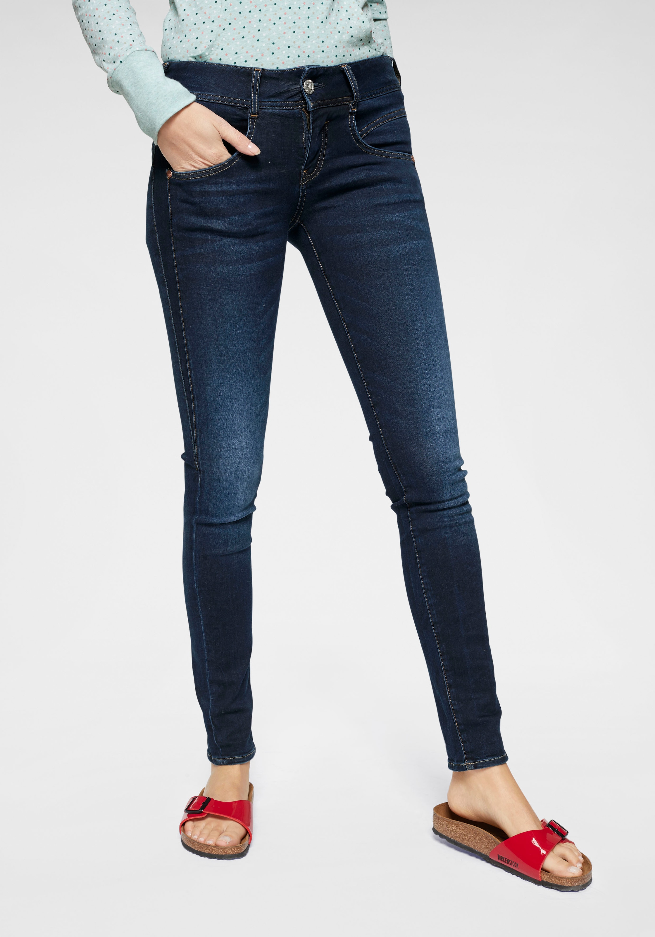 Image of Herrlicher 5-Pocket-Jeans "Gila Slim Denim" mit seitlichen Keileinsätzen, figurformend