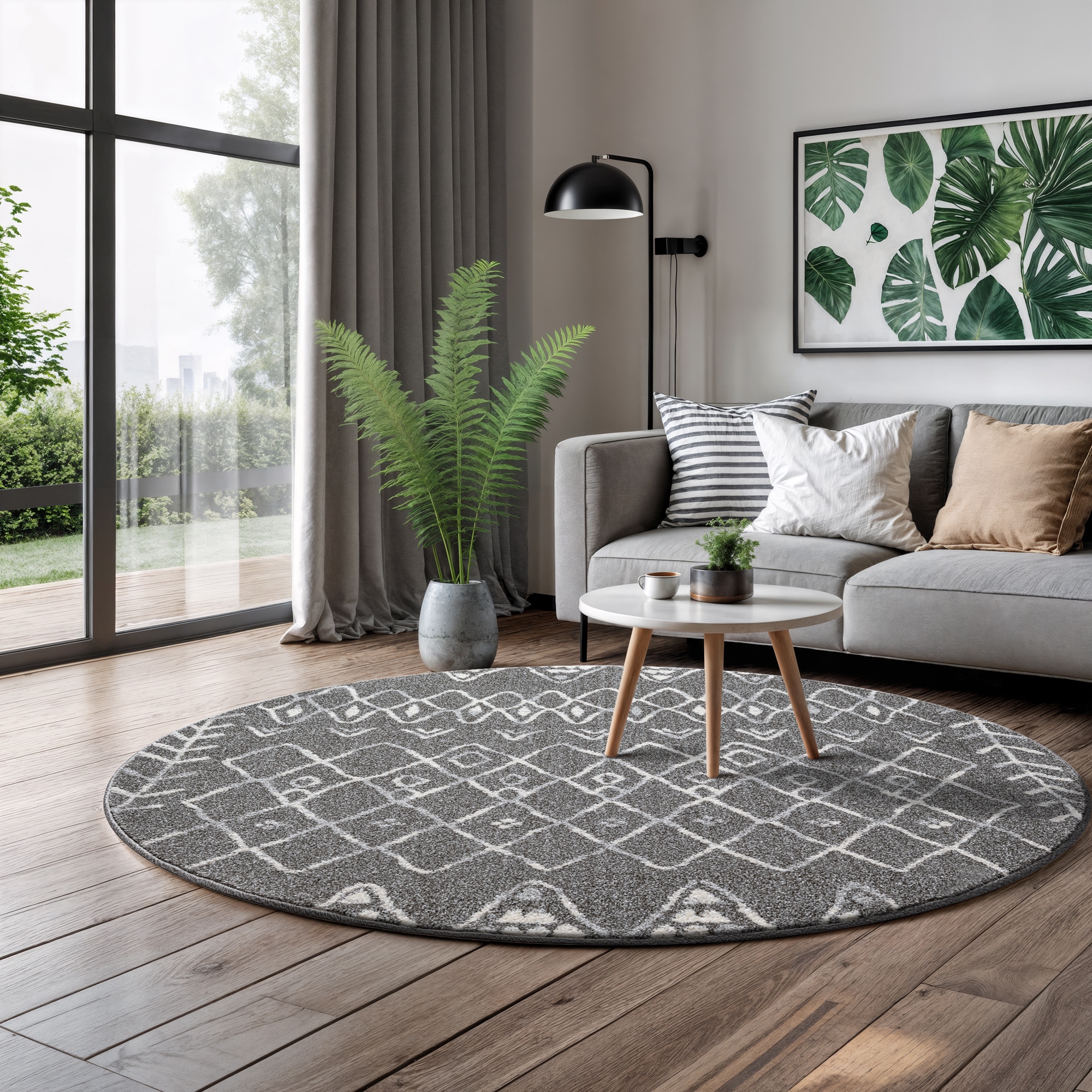 Sanat Teppich »Boho 8200  , auch als Läufer und in Rund« rund 10 mm Höhe Kurzflor, robust, Boho, Scandic, für Fussbodenheizung geeignet