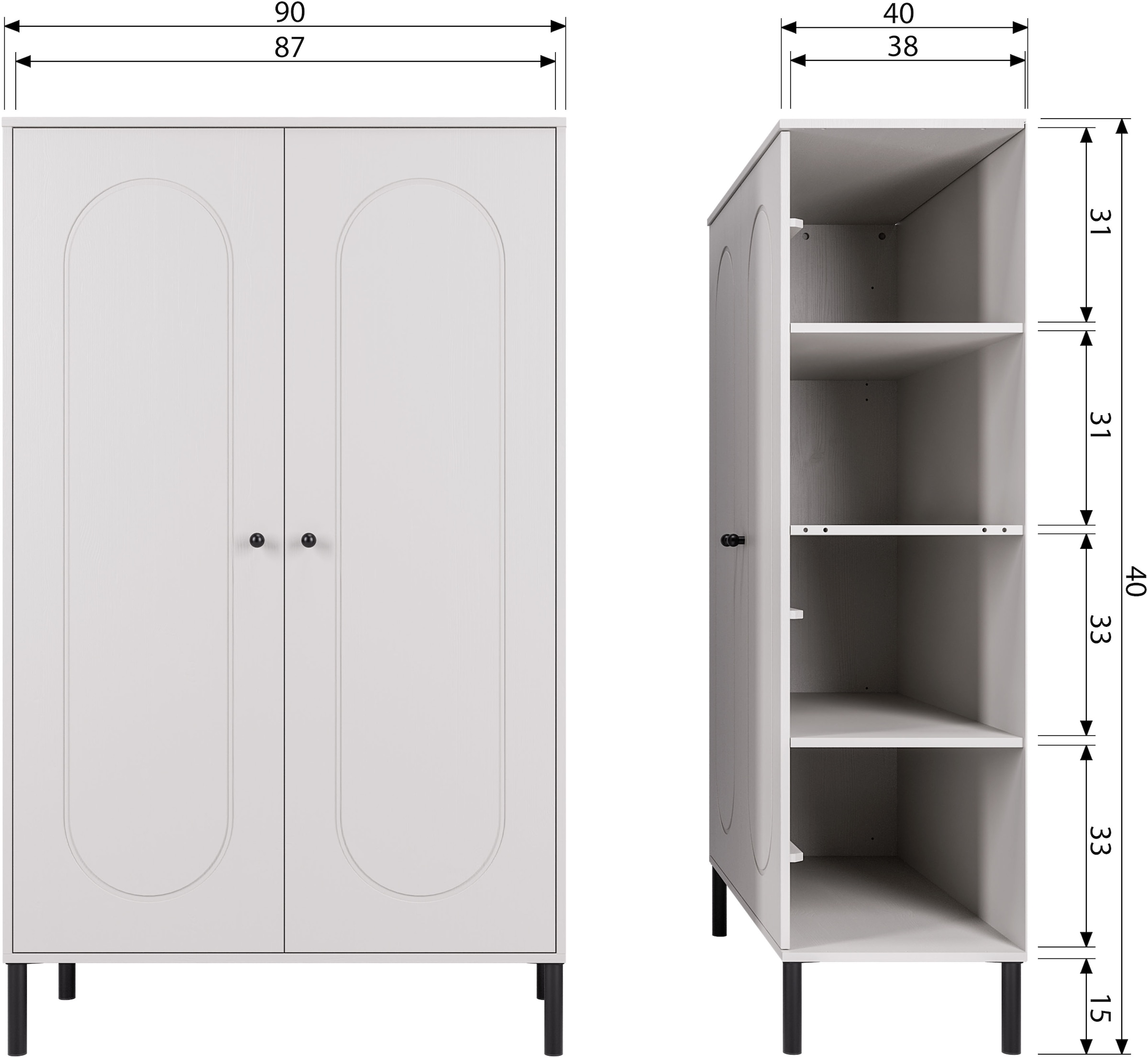 WOOOD Highboard »Xina mit FSC® Massivkiefer und sichtbare Maserung 90 x 40 x 149 cm« Tragkraft 10 kg pro Einlegeboden, einfach zu montieren