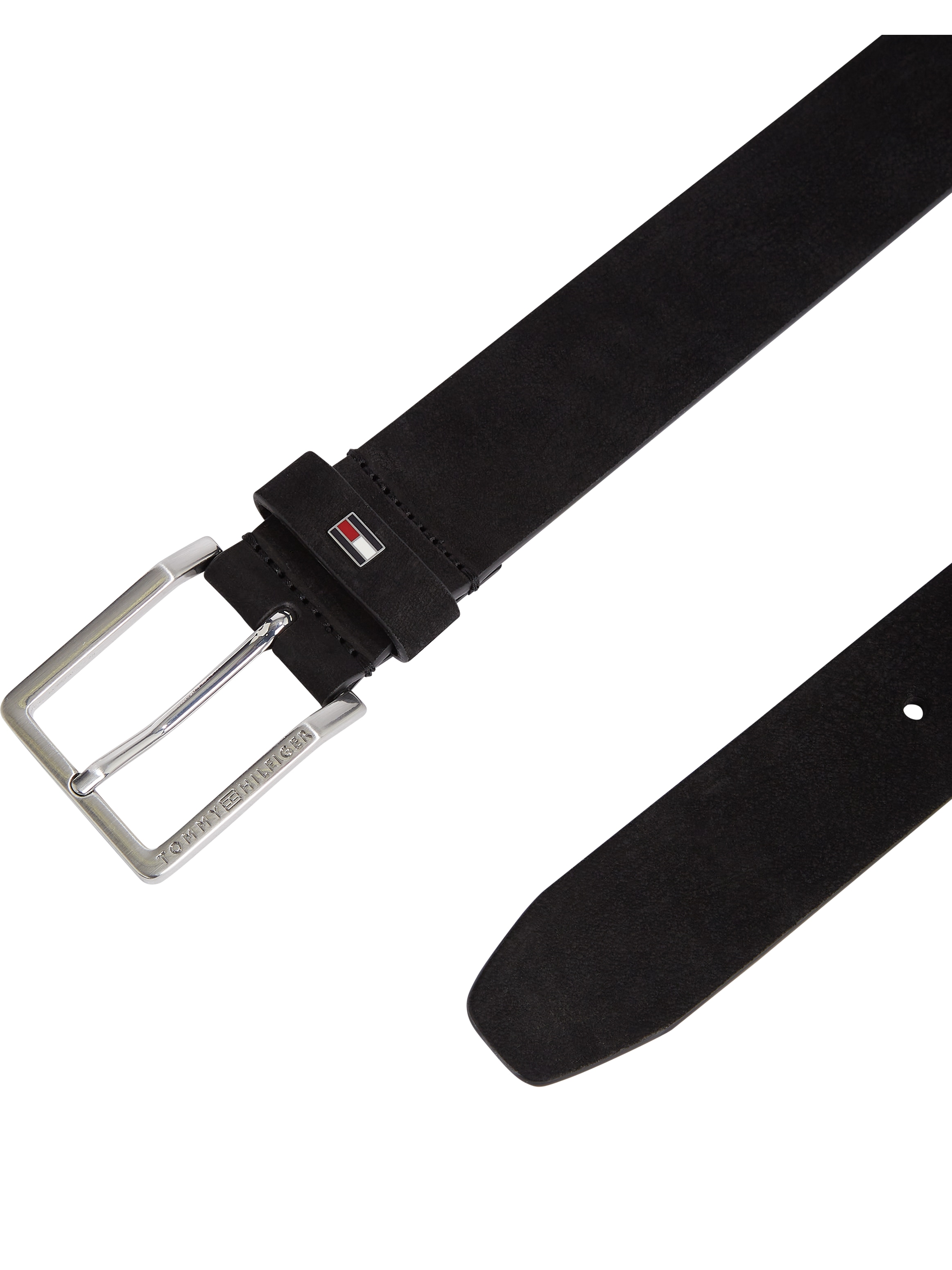 Tommy Hilfiger Ledergürtel »OLIVER NUBUCK 3.5«, Metallpatch, Einfachdornschliesse