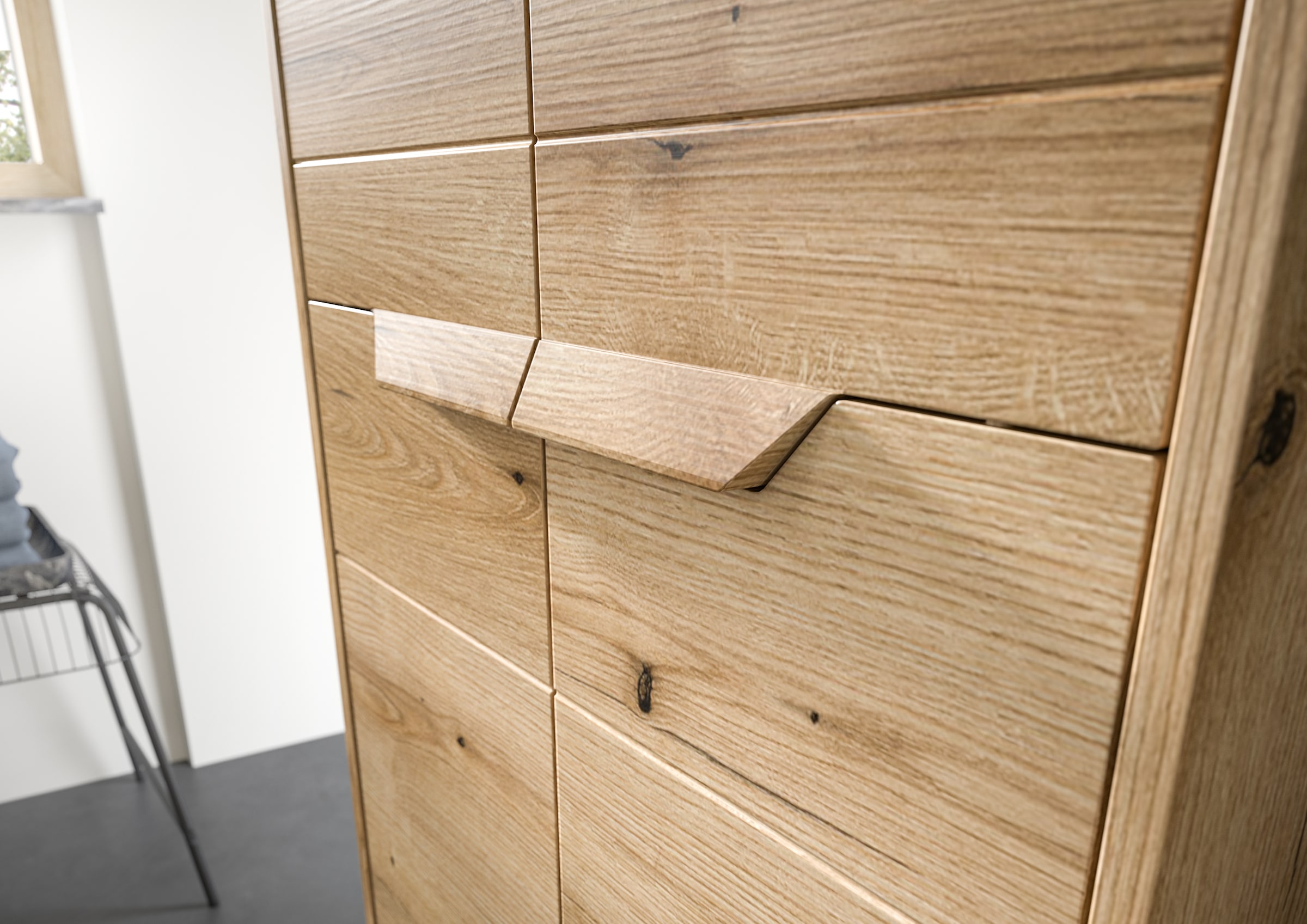 welltime Waschbeckenunterschrank »Kayu, Breite 64 cm, 2 Türen, 1 Einlegeboden«, einzigartiges Griffdesign, Badschrank, Bad-Möbel, Badezimmer, Bad