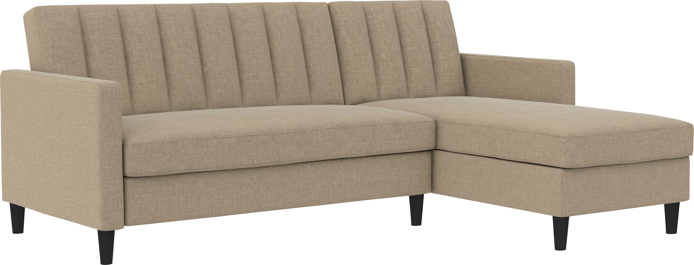Dorel Home Ecksofa mit Schlafffunktion, Recamiere mit Stauraum beidseitig montierbar, Rückenlehne 2-teilig und 3-fach verstellbar