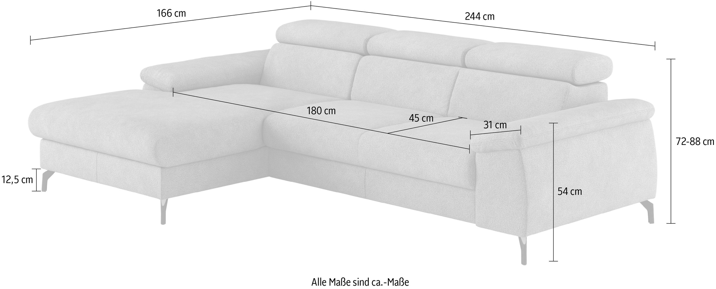 COTTA Ecksofa »Kitty L-Form«, mit Kopfteilverstellung, wahlweise mit Bettfunktion & Bettkasten