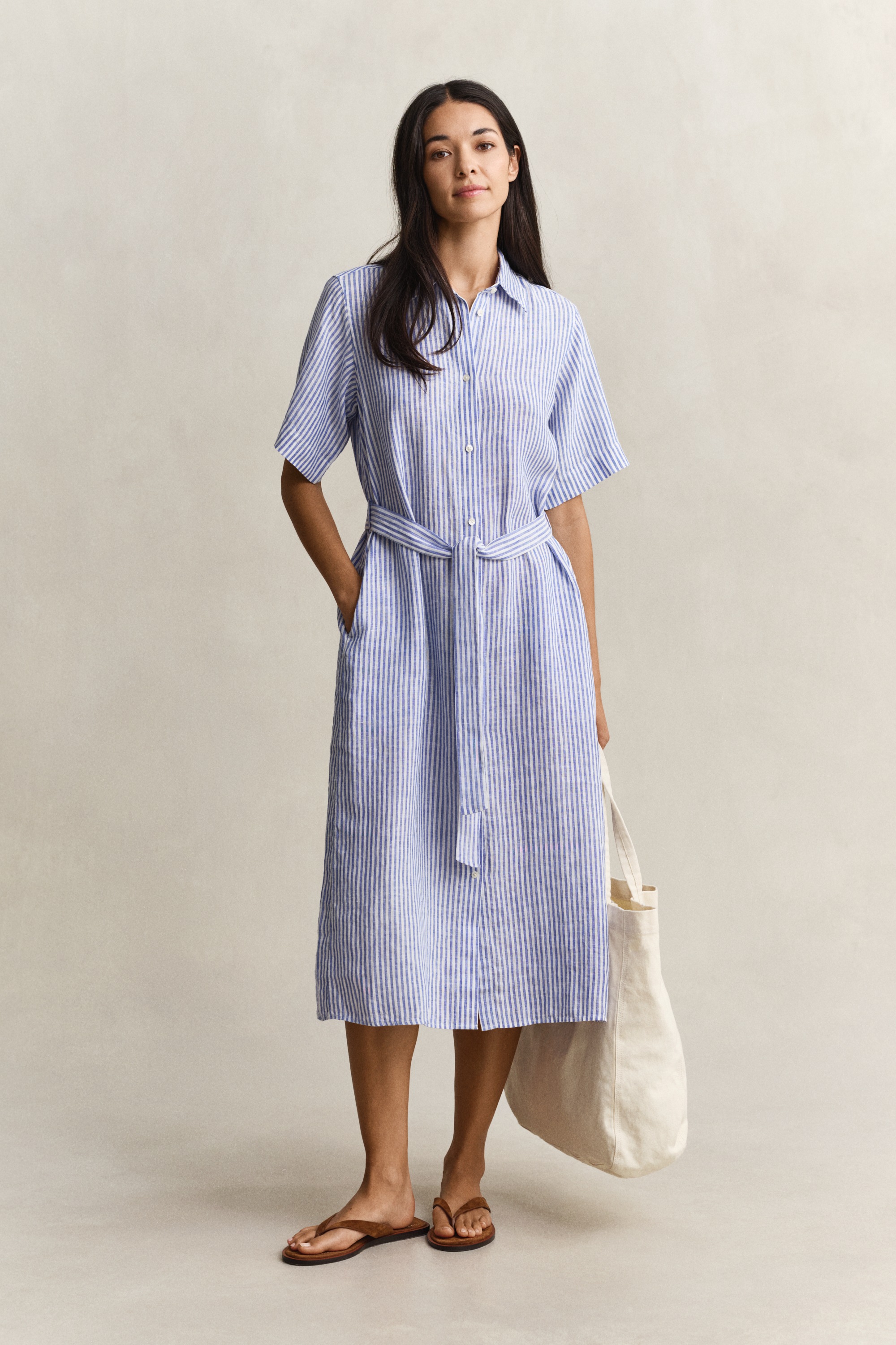Gant Robe chemisier »STRIPED LINEN« Regular fit mit Bindegürtel