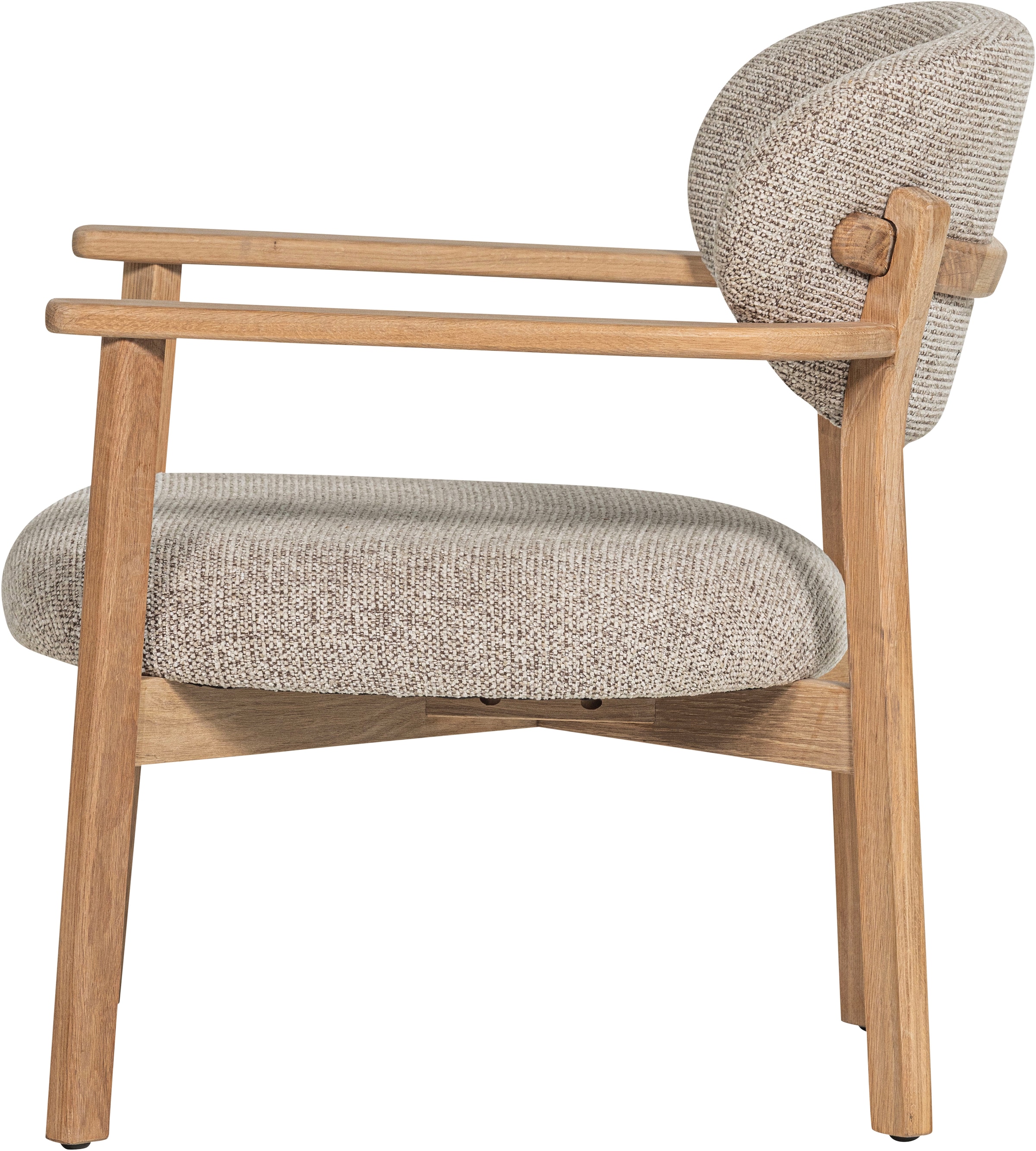 WOOOD Loungesessel »Udar mit Eichenholzgestell und More-Melange-Bezug, B68 x T75 x H76 cm« Sehr hohe Verschleissfestigkeit, Armlehnen integriert, Tragkraft 120 kg