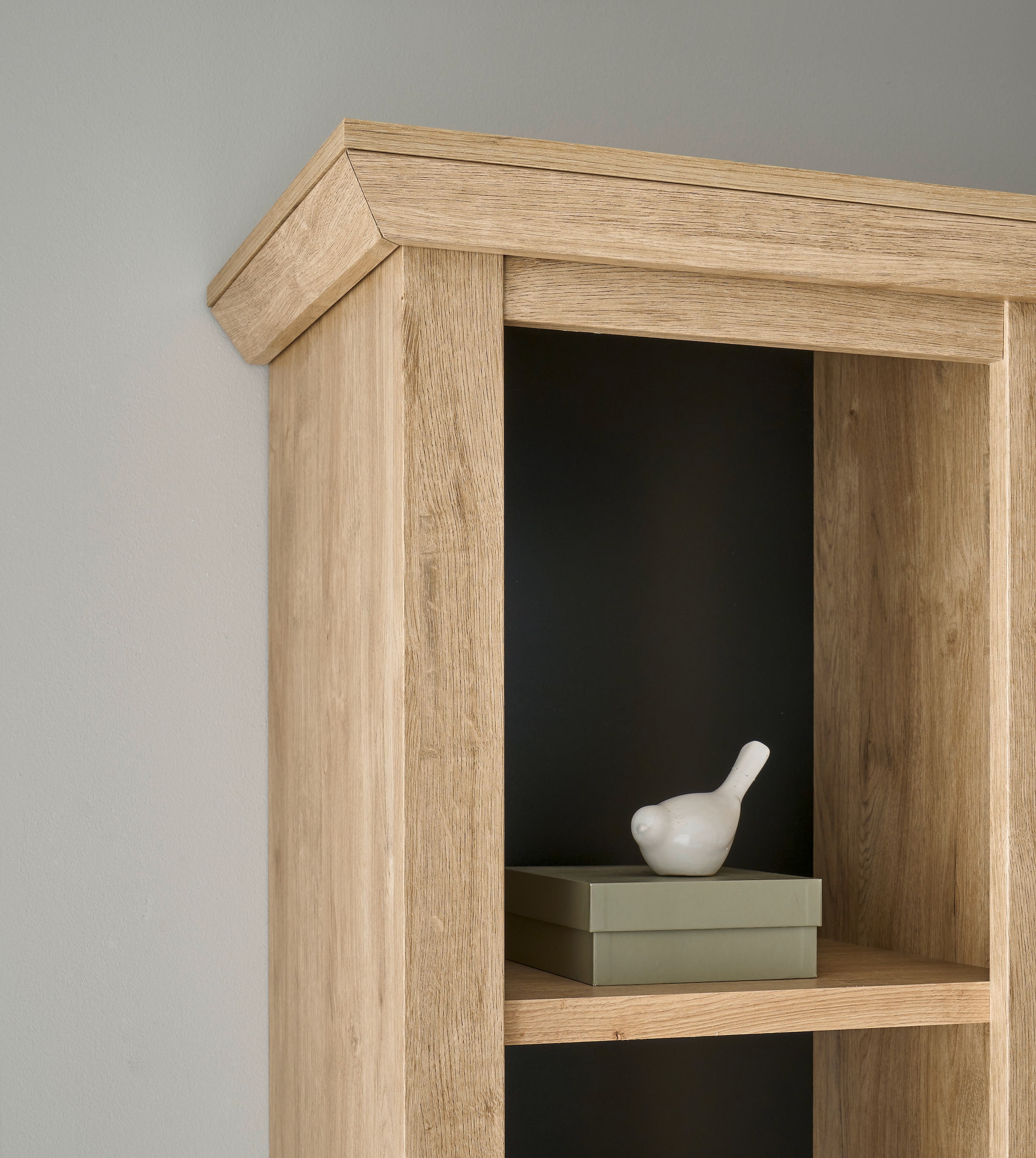 Home affaire Vitrine »Cornwall, Hochschrank im Landhausstil, Glasvitrine, Eiche Dekor«, (1 St.), Metallgriffe, 105 cm breit, viel Stauraum, in zwei Grössen verfügbar