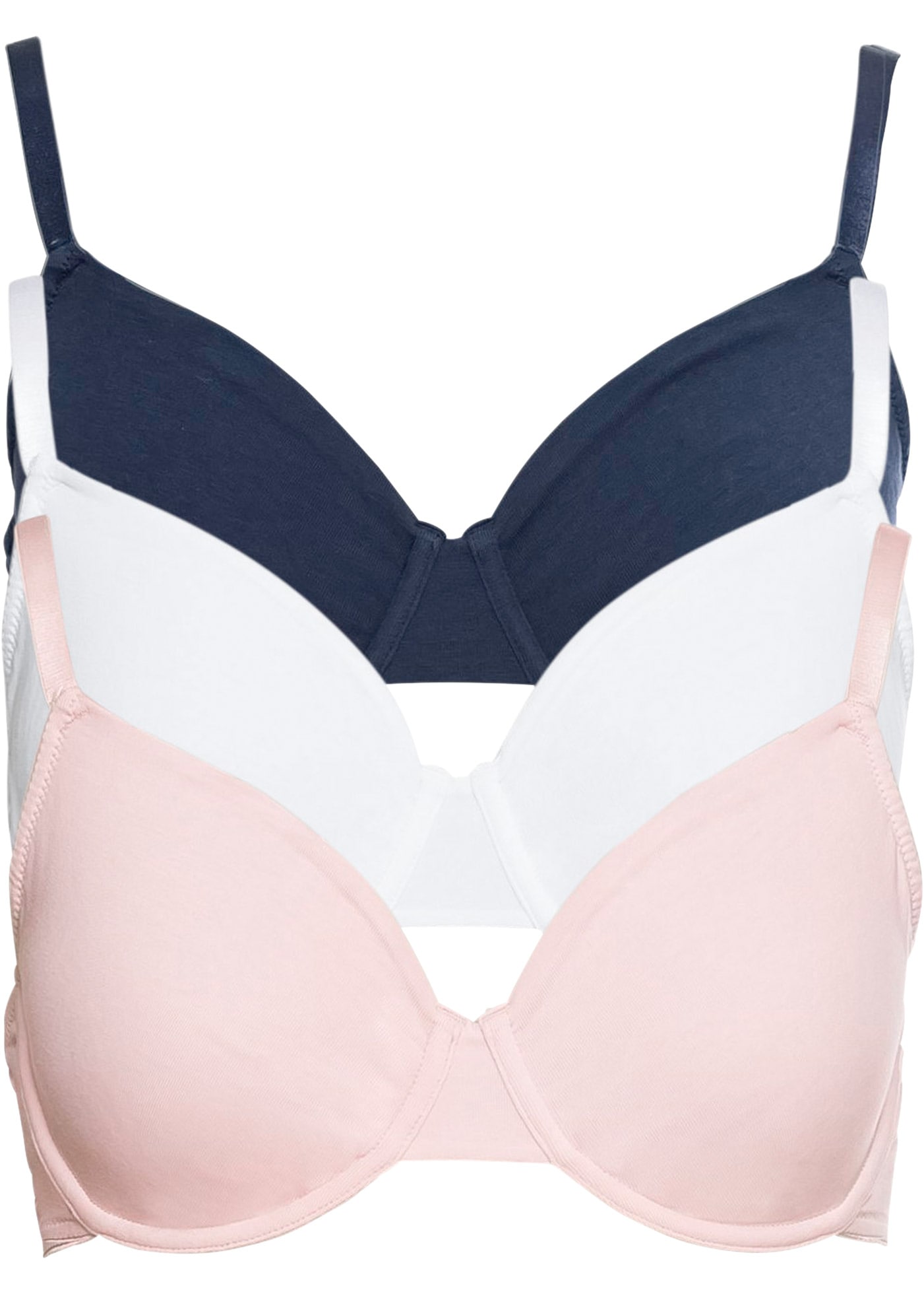 Image of bonprix T-Shirt-BH "T-Shirt BH mit Bügel aus Baumwolle (3er Pack)" Packung, 3 Stk. mit Bügel, nahtlos vorgeformte Cups, aus Baumwollmischung