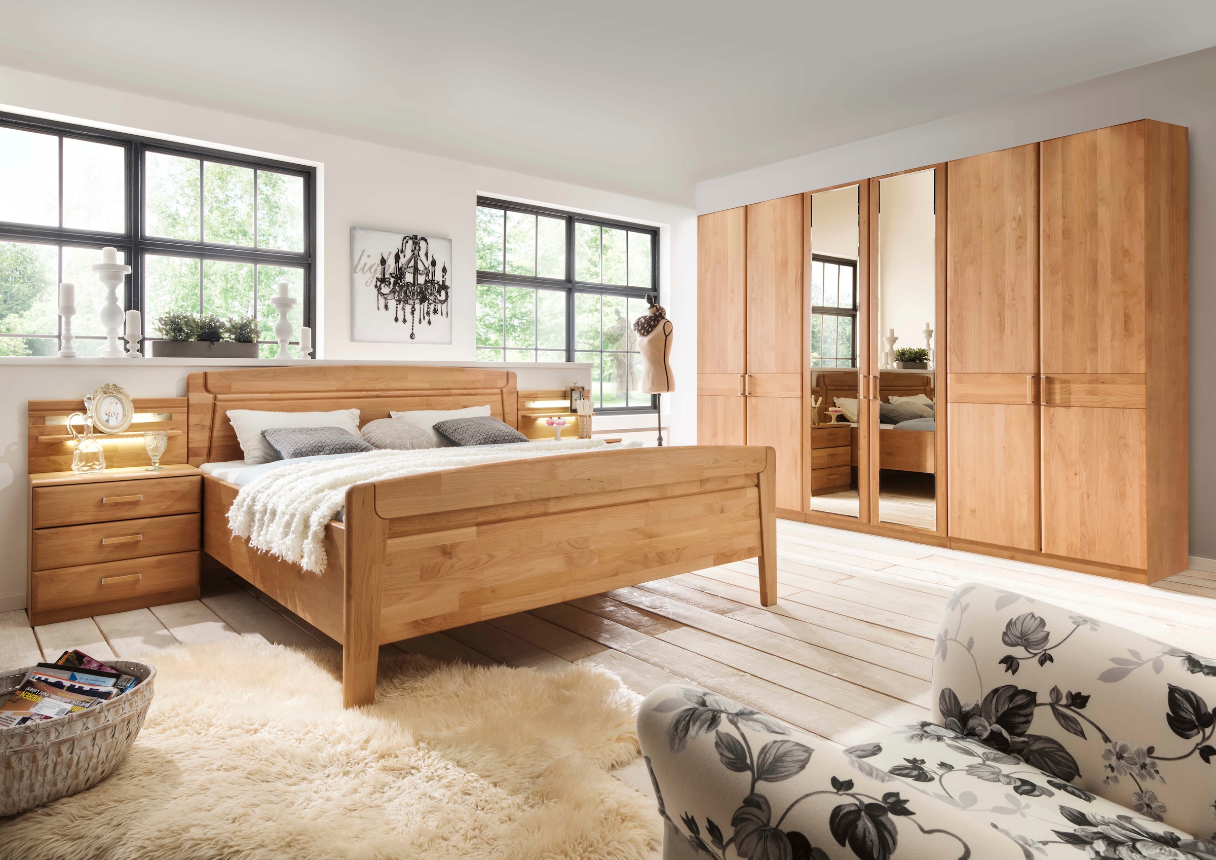 WIEMANN Funktionsbett »Lausanne, Bettgestell, Bettrahmen, teilmassiv Erle« 4-fache Liegehöhenverstellung, MADE IN GERMANY,  Kopf- und Fussteil aus Massivholz, zwei Grössen, Bettseitenhöhe 43 cm