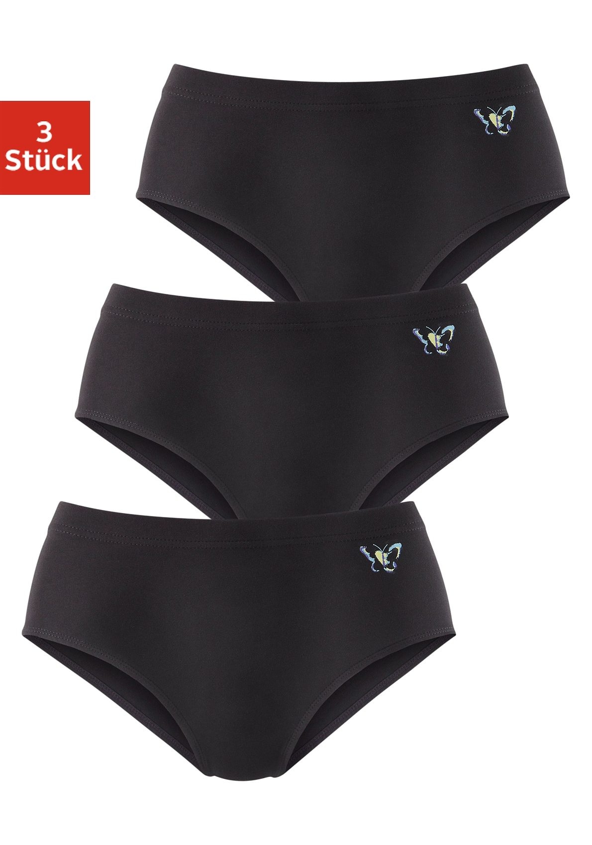 Image of petite fleur by Lascana Formslip 3er-Pack, shape wear, unifarben, mit Schmetterlingsdruck, Baumwollmischung