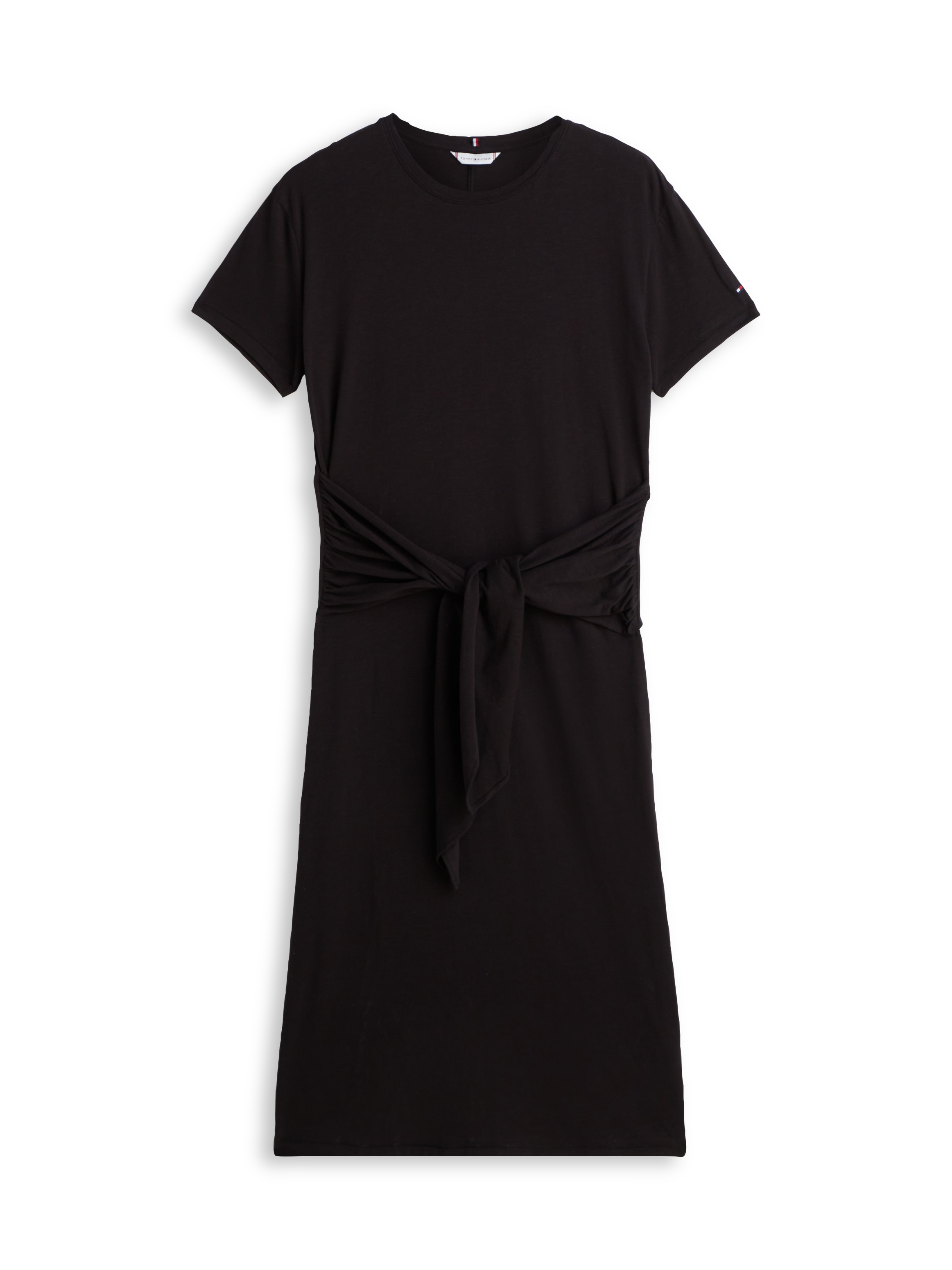 Tommy Hilfiger Robe t-shirt »CO SLUB KNOT MIDI DRS« Sans poches avec ceinture à nouer