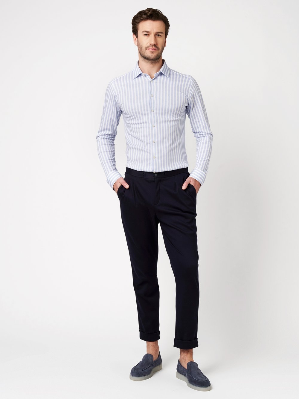 DESOTO Chemise à manches longues »Casual Kent 1/1« chemise business, col Kent, jersey, coupe étroite