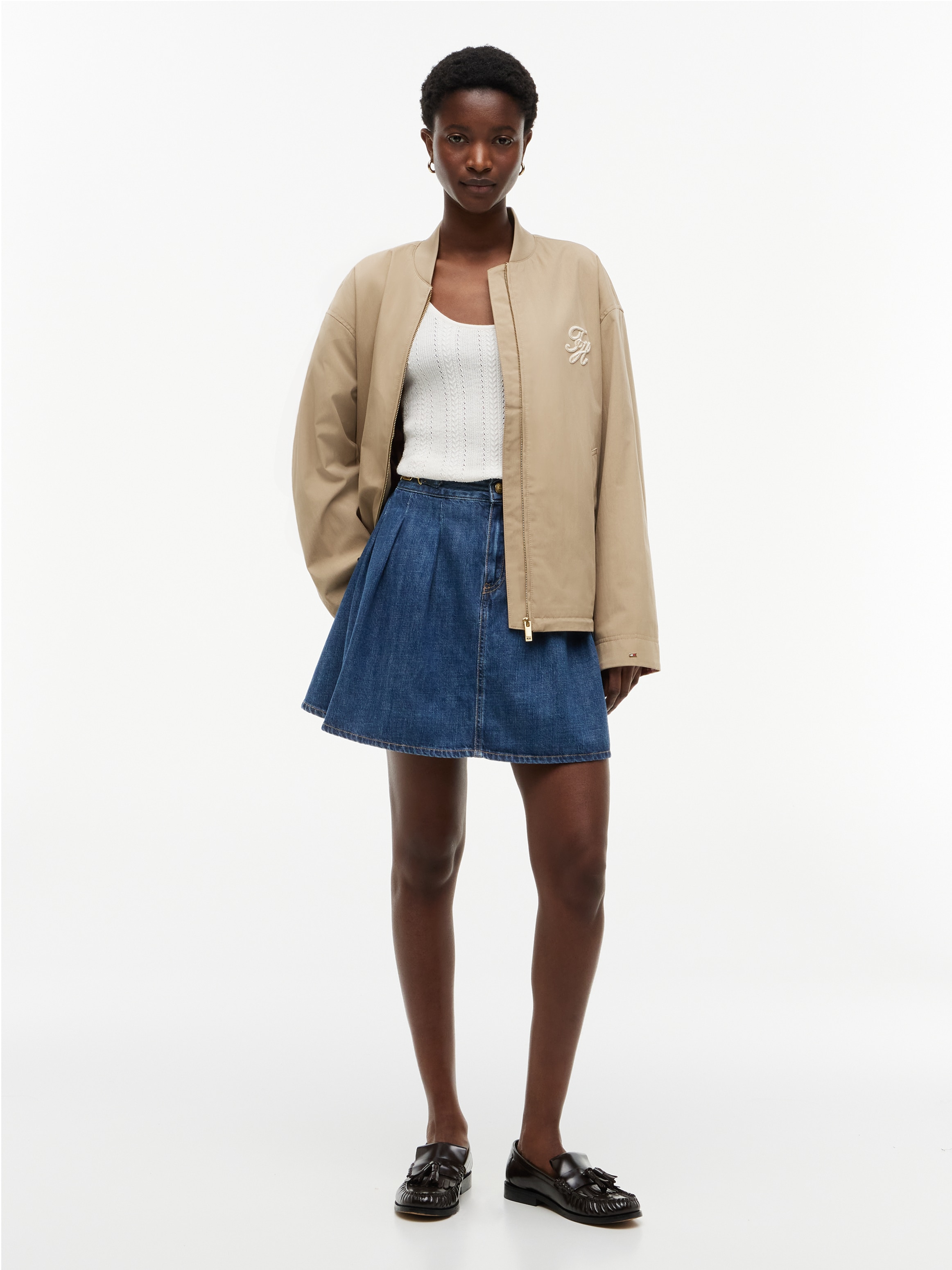 Tommy Hilfiger Veste bomber »COTTON BOMBER« ohne Kapuze Baumwollmischung, mit Logostickerei