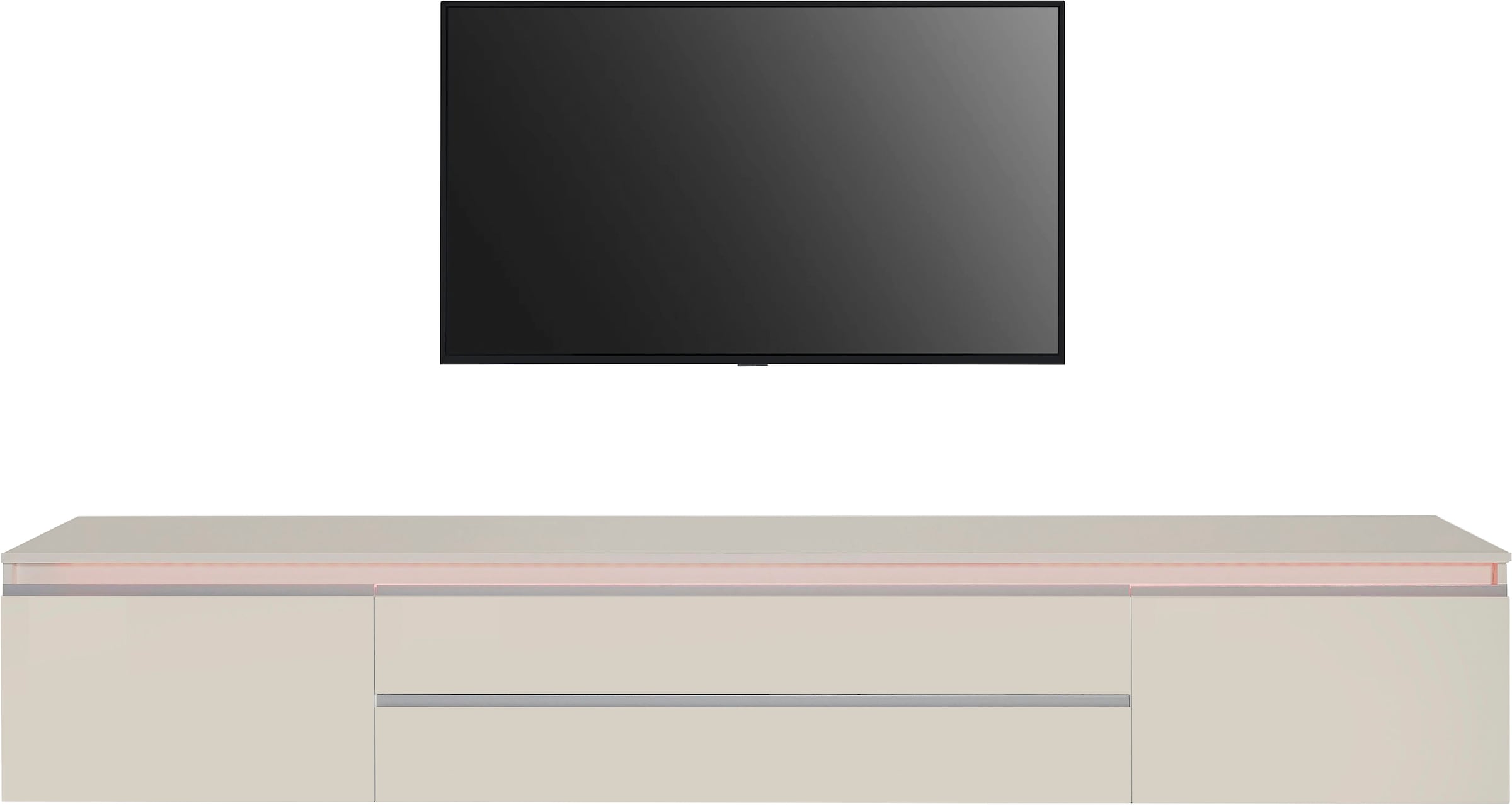 Home affaire Table basse »Magic,Lowboard,TV-Kommode,TV-Möbel,TV-Bank« Alugriff, 2 Türen, 2 Schubkästen, B/T/H 240×40×40 cm, kaschmir matt