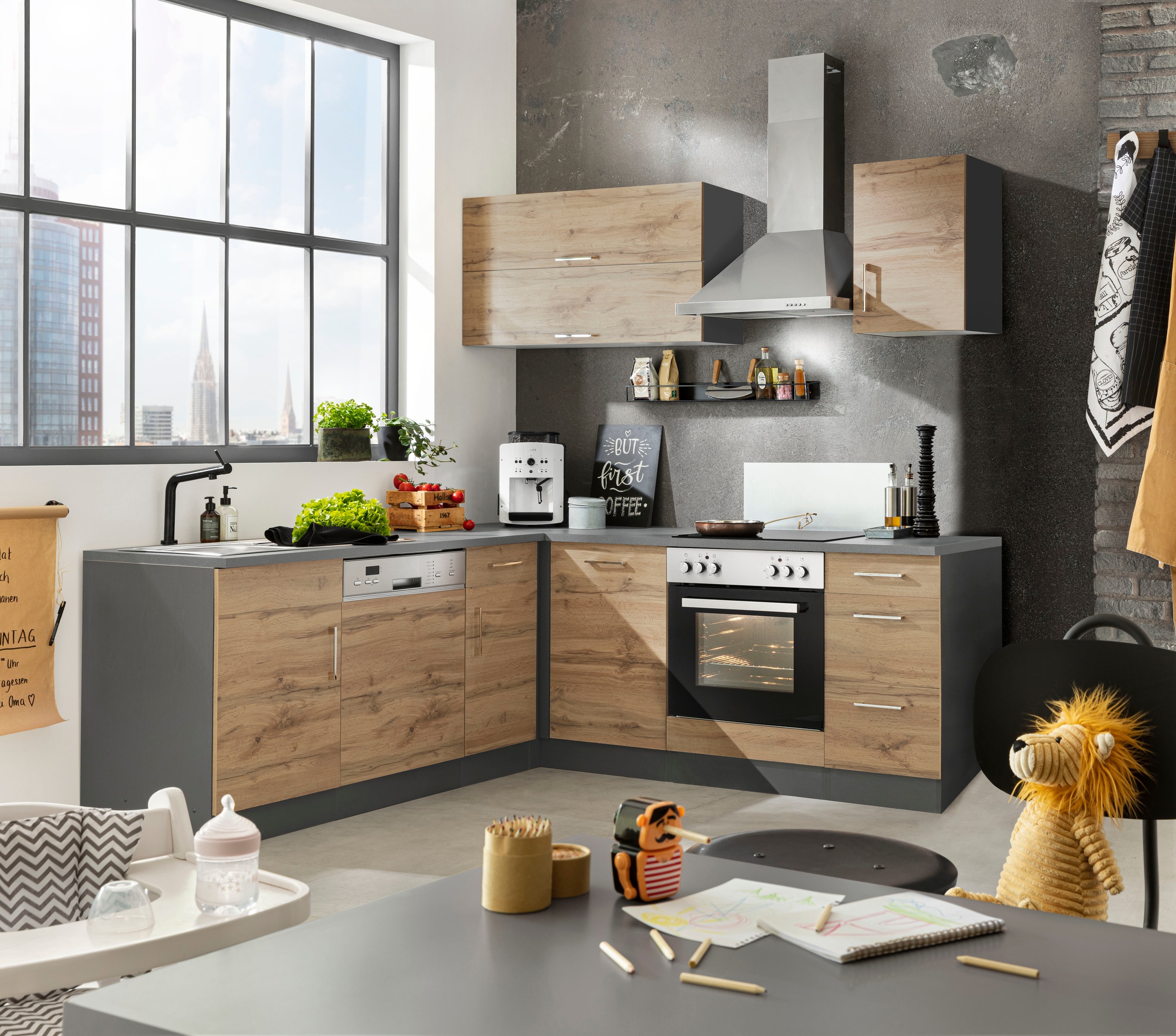 KOCHSTATION Cuisine d'angle »KS-Colmar« sans appareils électriques, largeur d'installation 210/210 cm